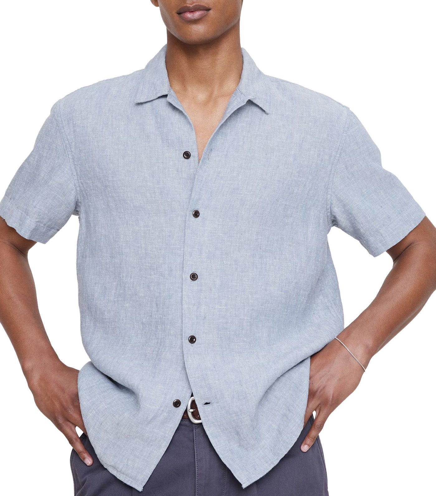 Banana Republic Standard-Fit Midweight Linen Resort Shirt Light Blue