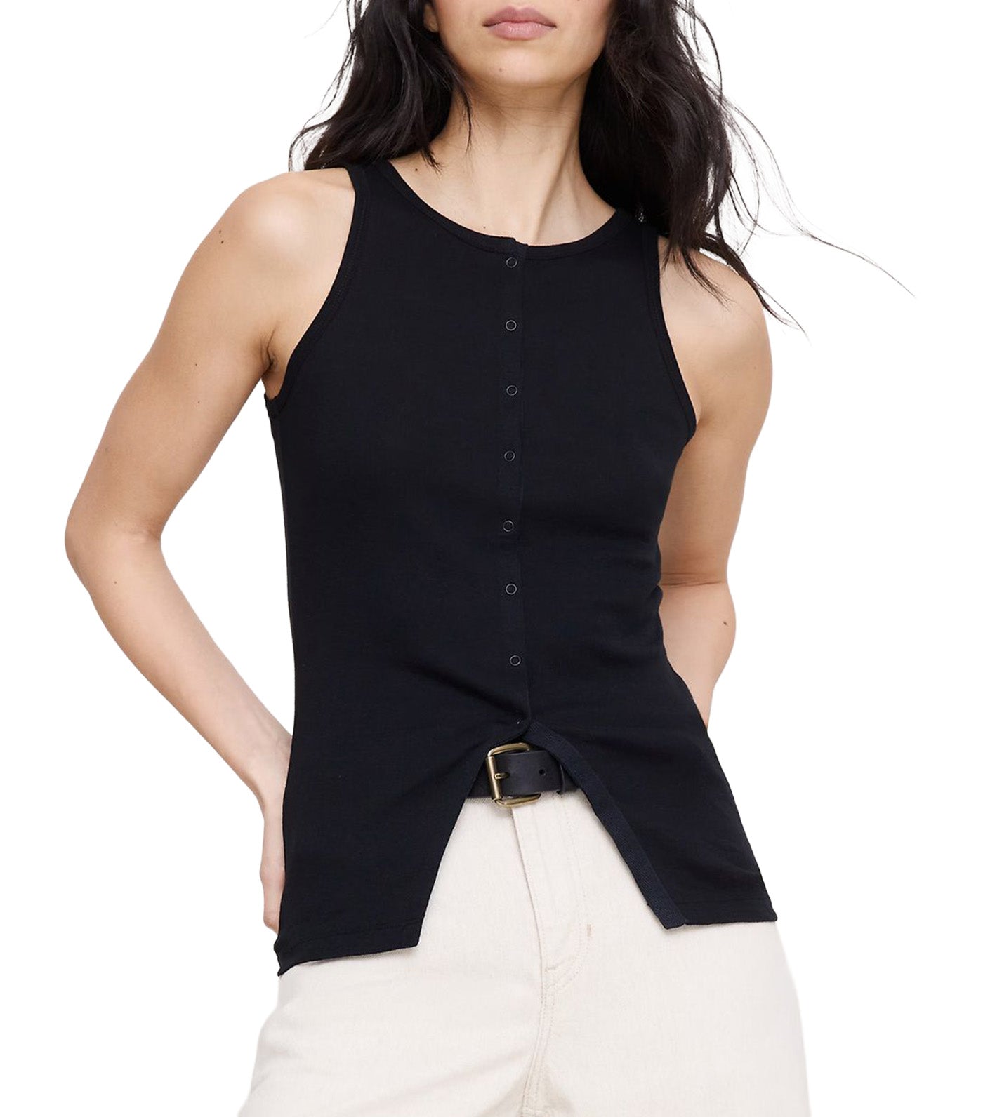 Airy Cotton Snap-Front Tank
