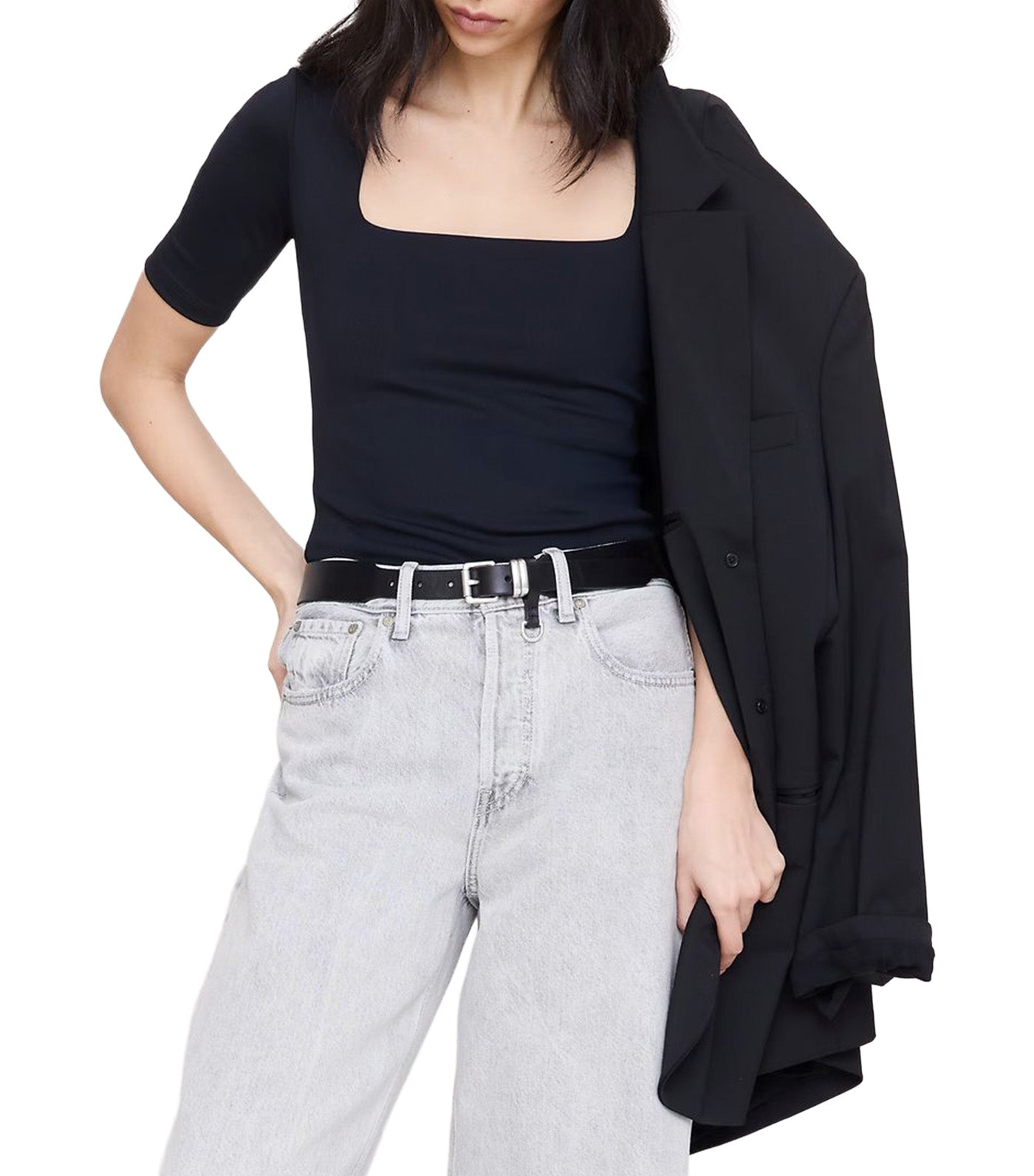 Sculpted-Stretch Square-Neck Top