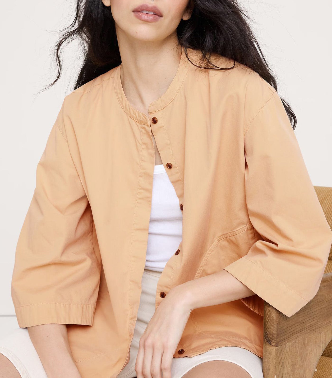 Banana Republic Overdye Cotton Tunic Shirt Biscotti Latte