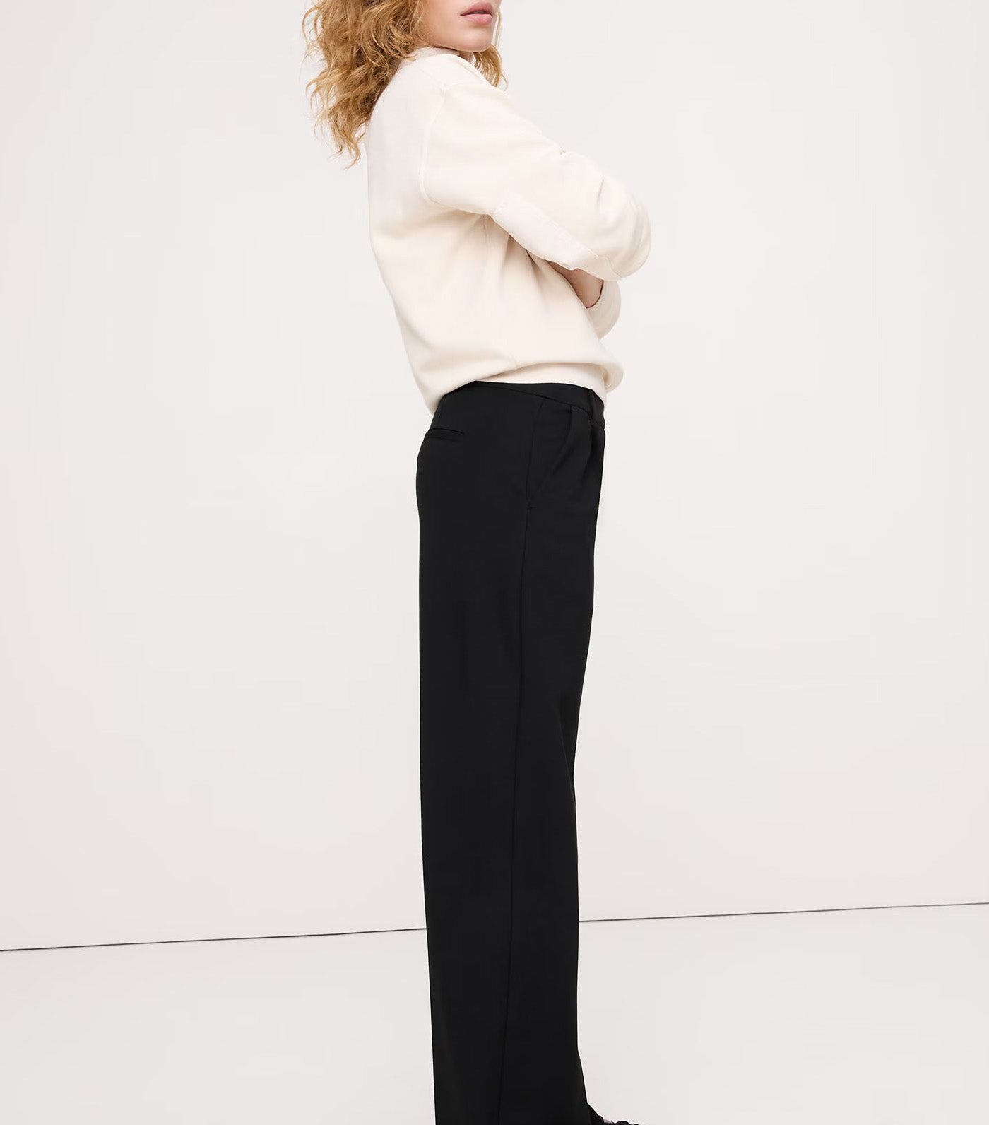 High-Rise Wide-Leg Drapey Ponte Pull-On Pant
