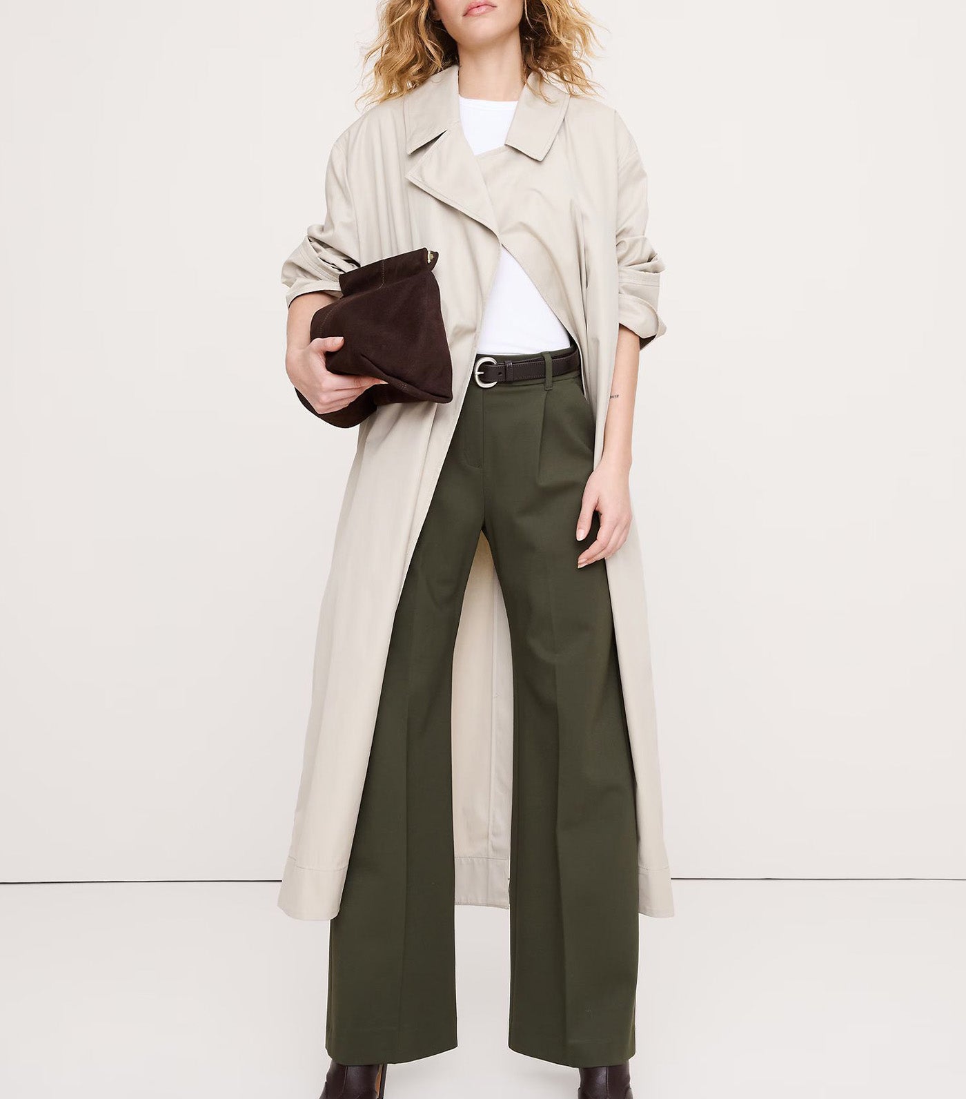 High-Rise Wide-Leg Drapey Ponte Pull-On Pant