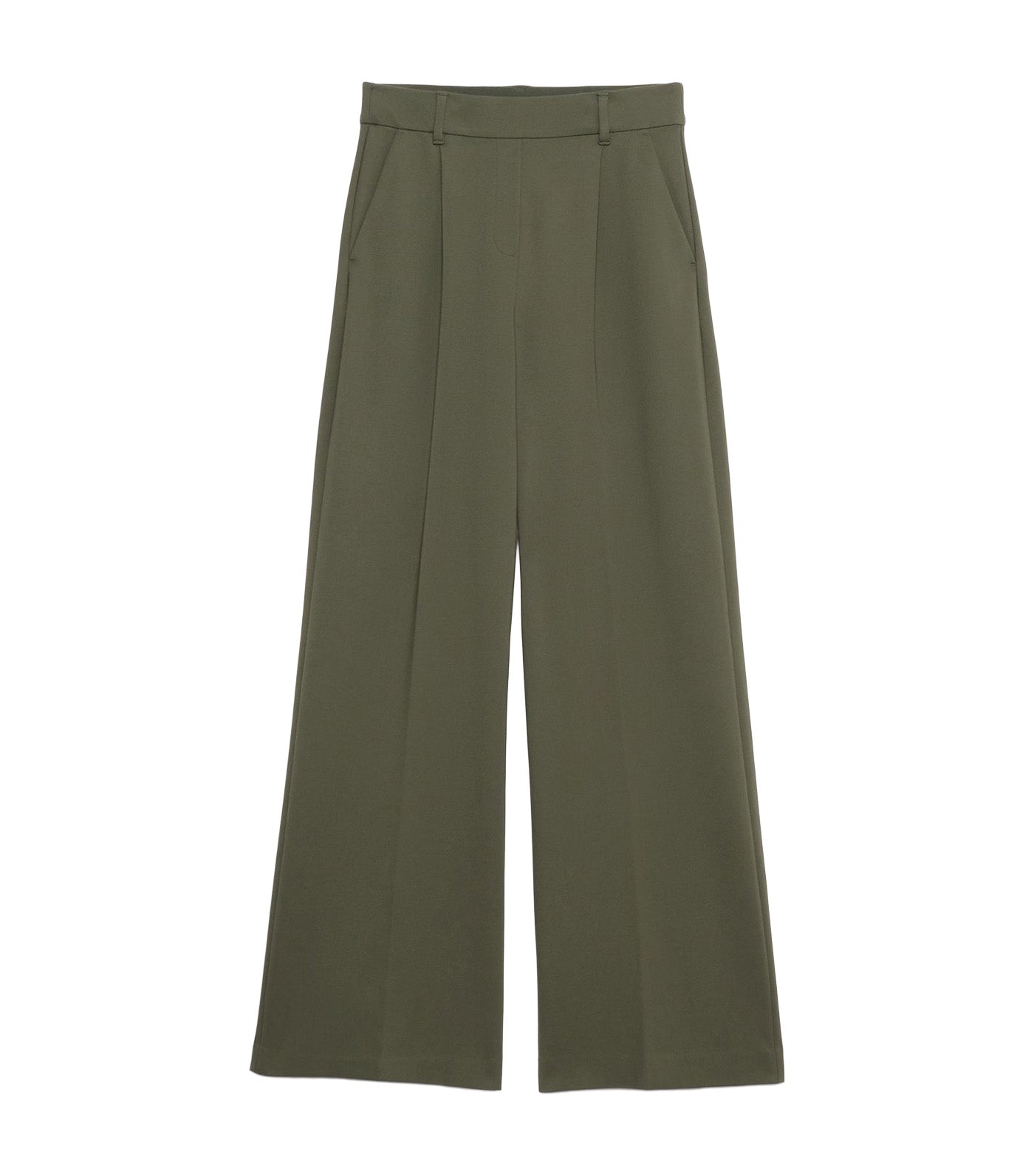 High-Rise Wide-Leg Drapey Ponte Pull-On Pant