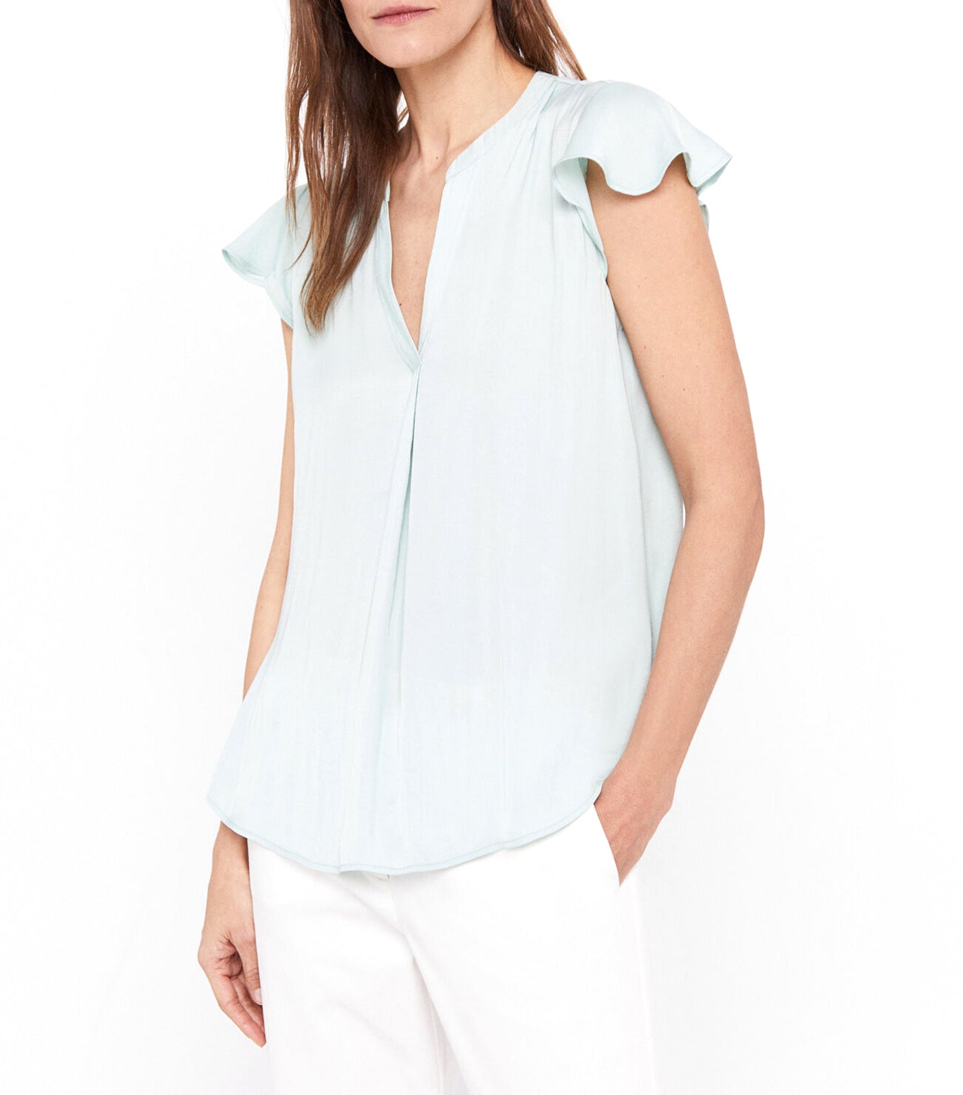 Ruffle Sleeve Blouse Green