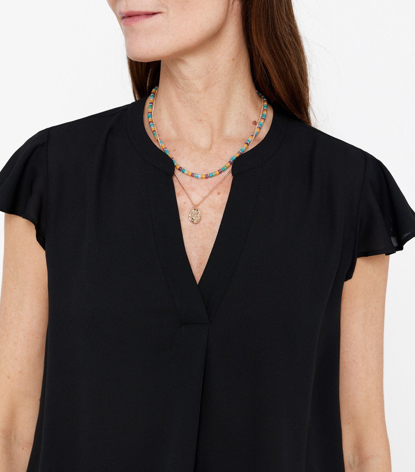 Ruffle Sleeve Blouse Black