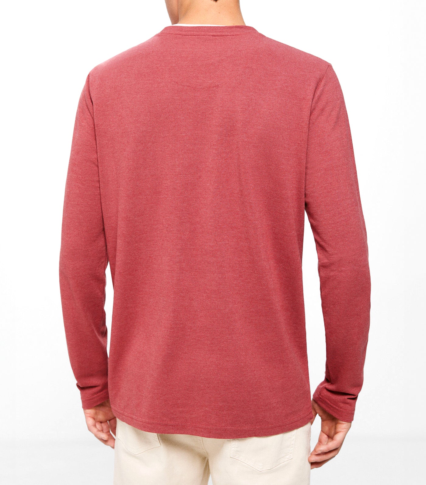 Double Melange Long Sleeve T-Shirt Red