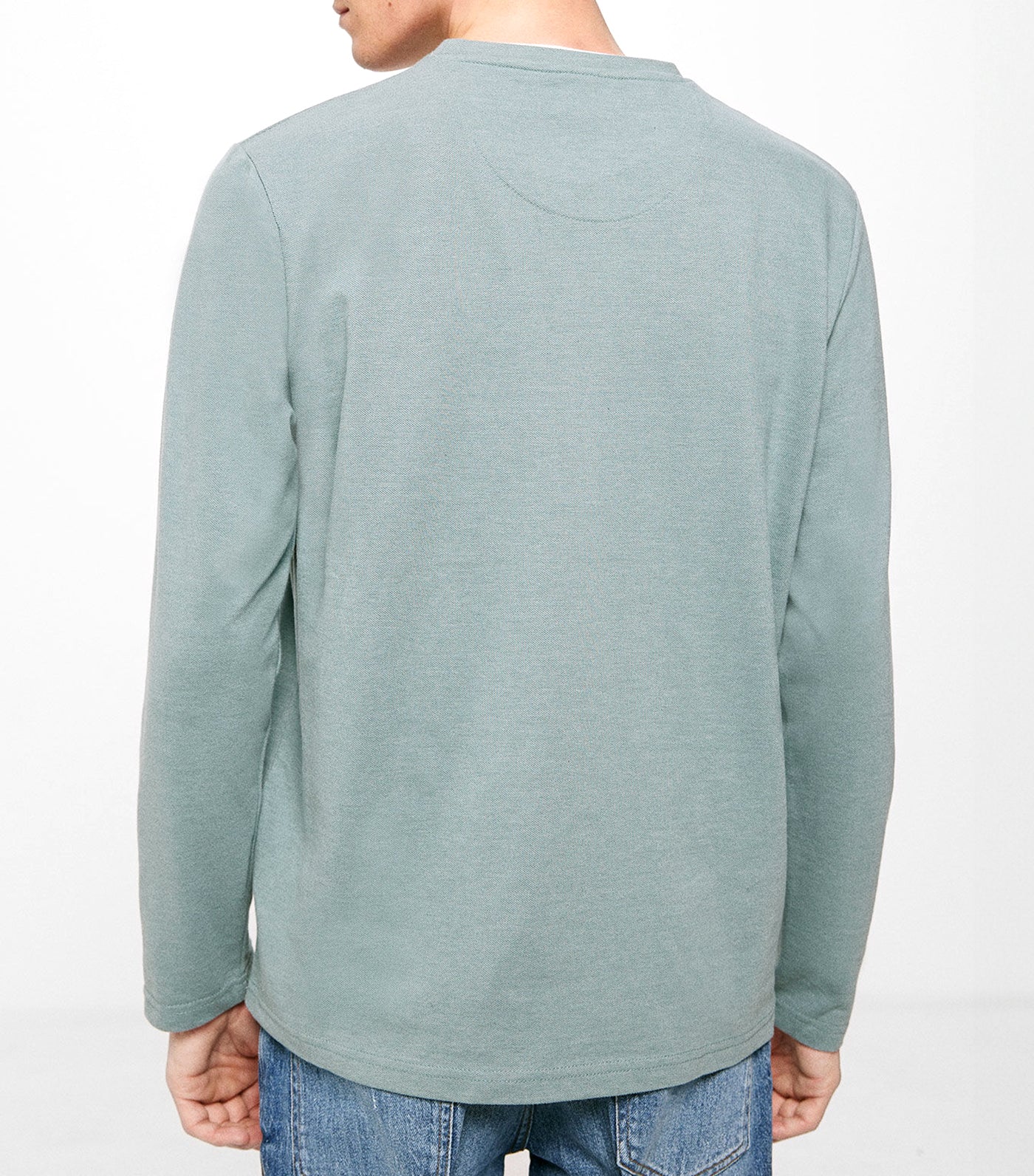 Double Melange Long Sleeve T-Shirt Green