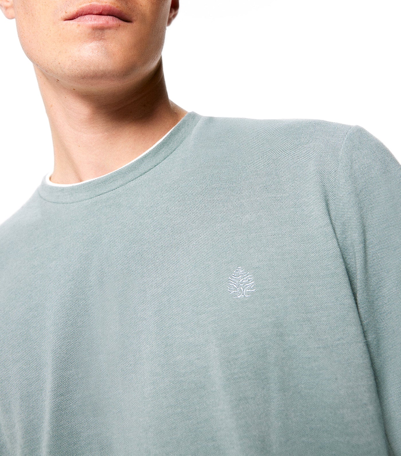 Double Melange Long Sleeve T-Shirt Green