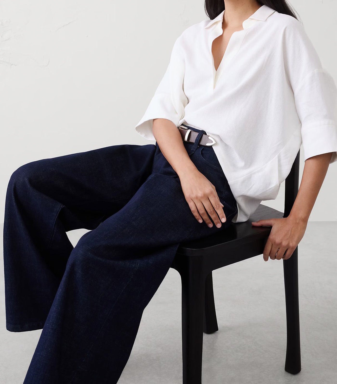 Banana Republic Linen-Blend Drapey Popover Shirt White