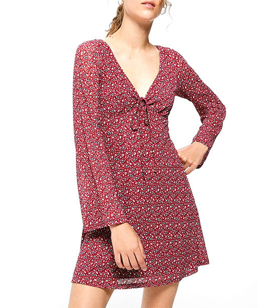 Short Bell Sleeve Dress Red