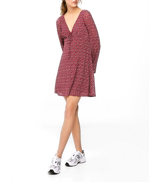 Short Bell Sleeve Dress Red