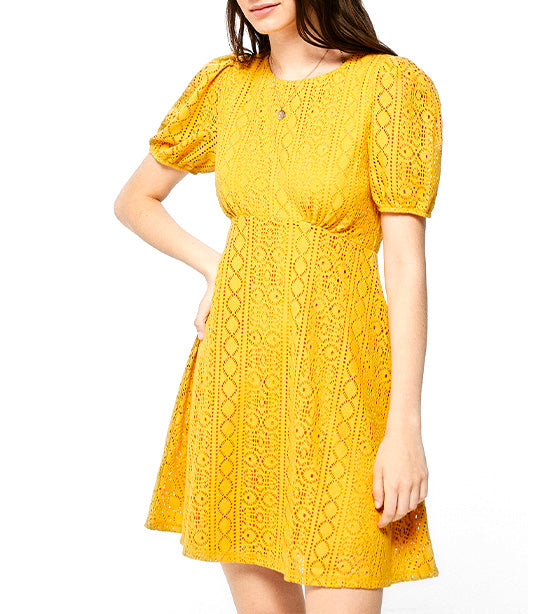 Short Crochet Dress Yellow Gold