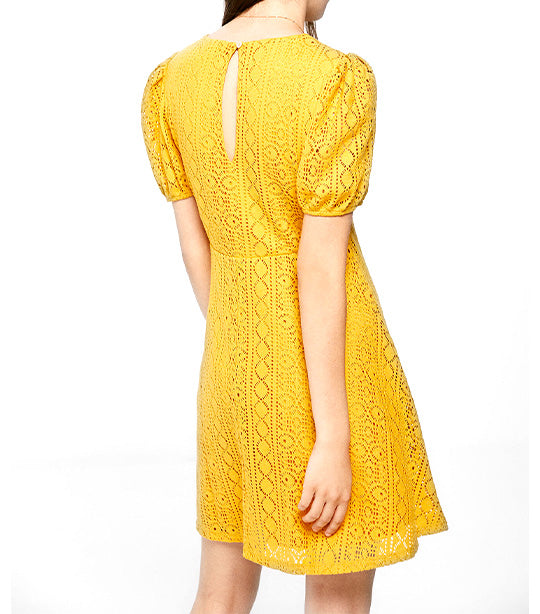 Short Crochet Dress Yellow Gold