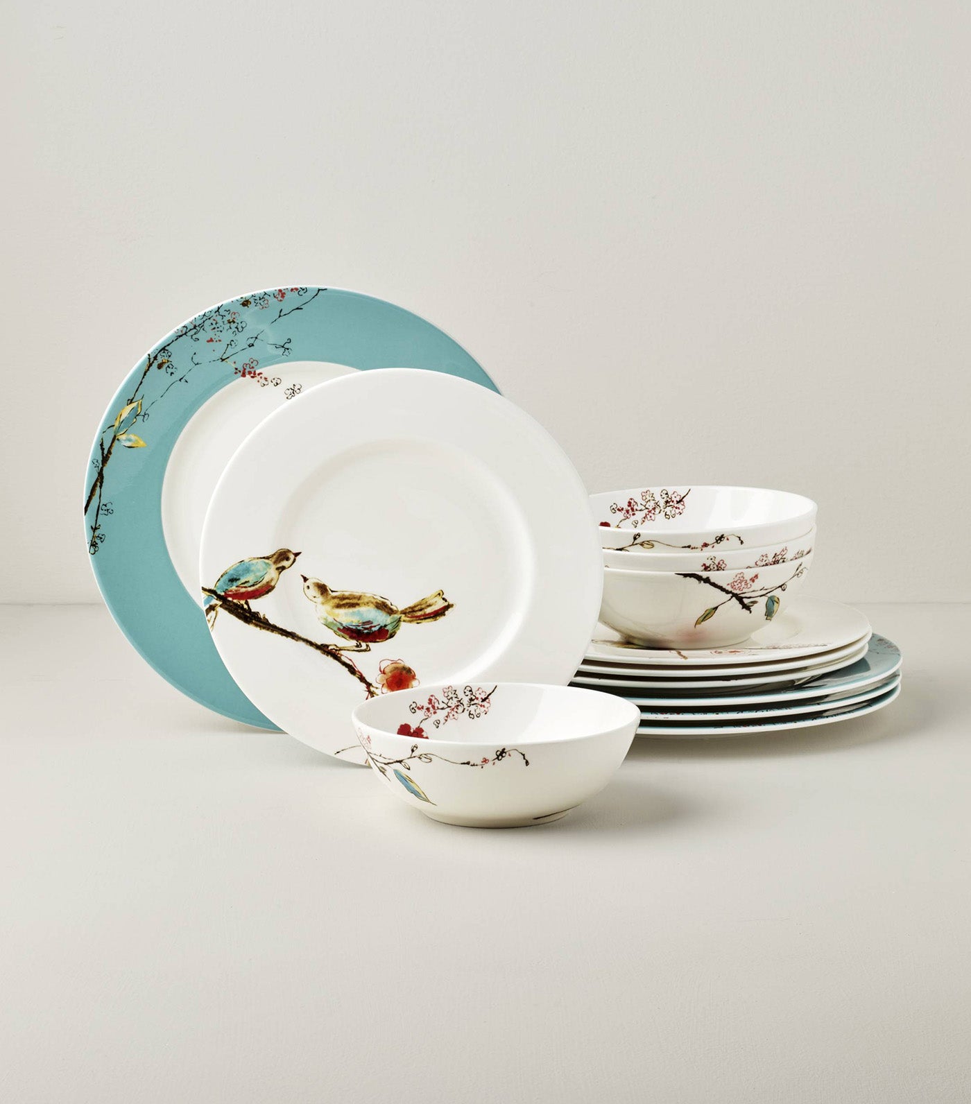 Chirp Dinnerware Collection White and Teal