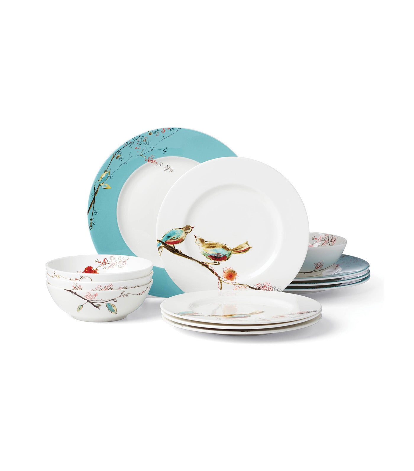 Chirp Dinnerware Collection White and Teal