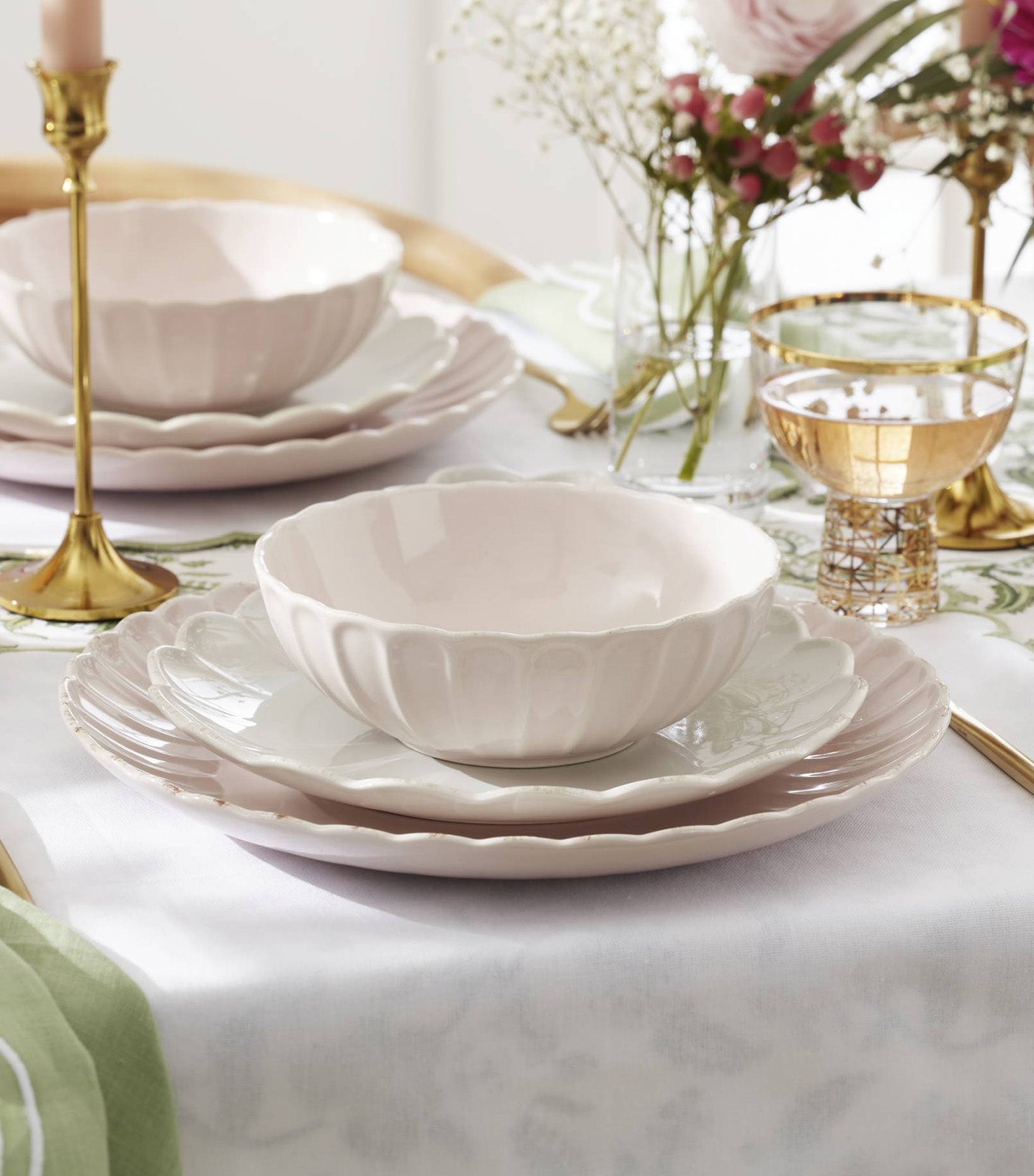 French Perle Scallop Dinnerware Collection Blush
