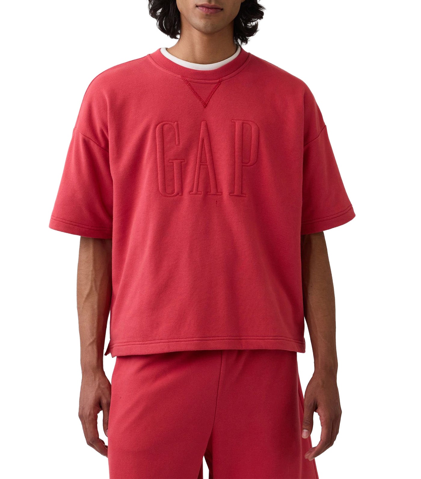 VintageSoft Terry Oversized Logo Sweatshirt Faded Red