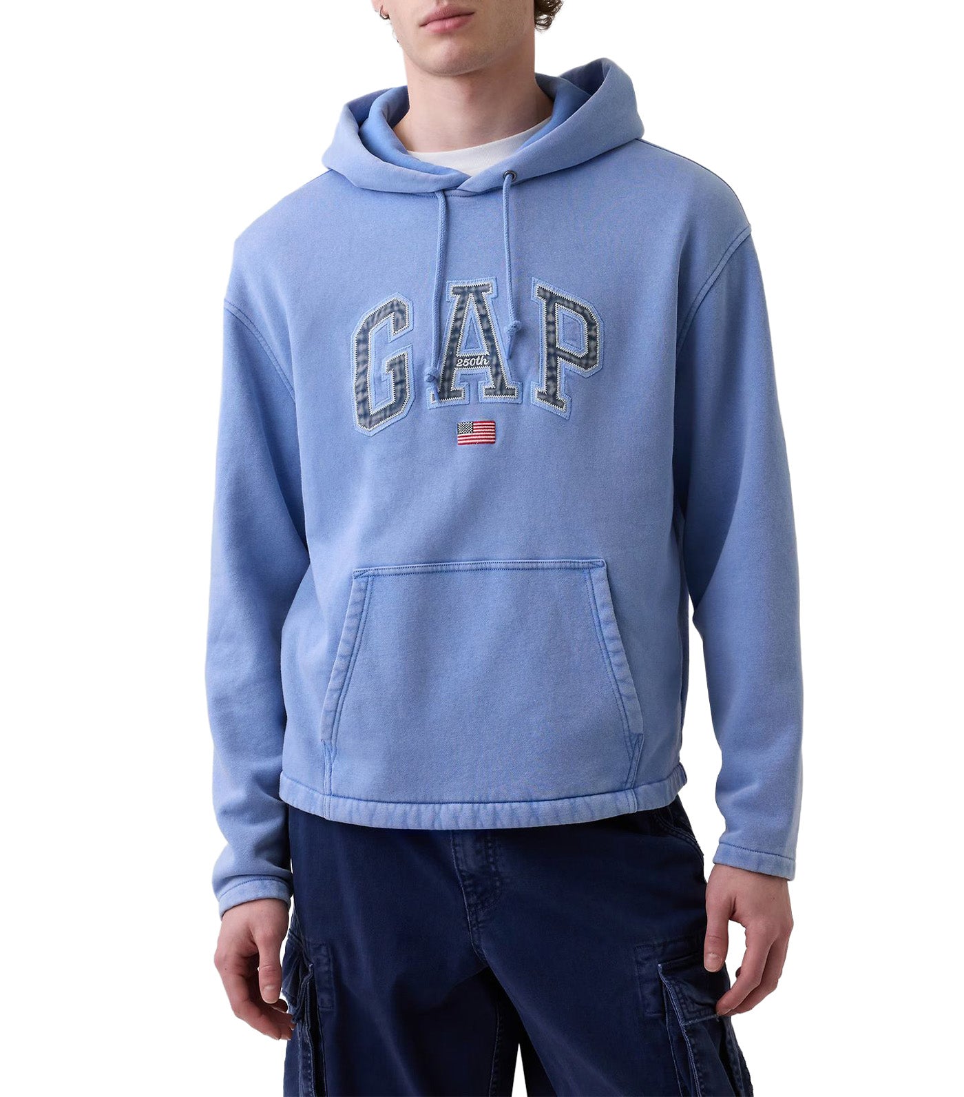 VintageSoft Oversized Americana Logo Hoodie Cabana Blue