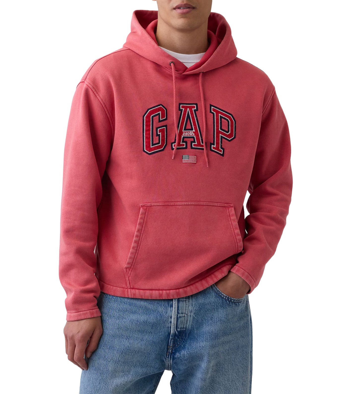 VintageSoft Oversized Americana Logo Hoodie Faded Red