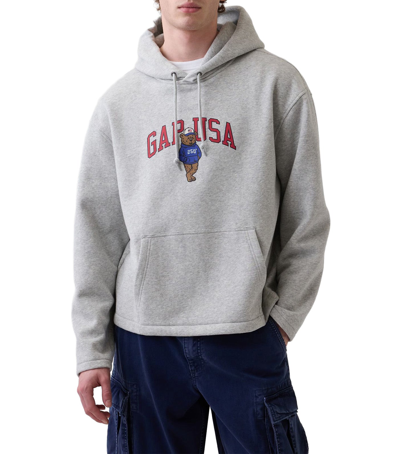VintageSoft Oversized Americana Logo Hoodie Gray