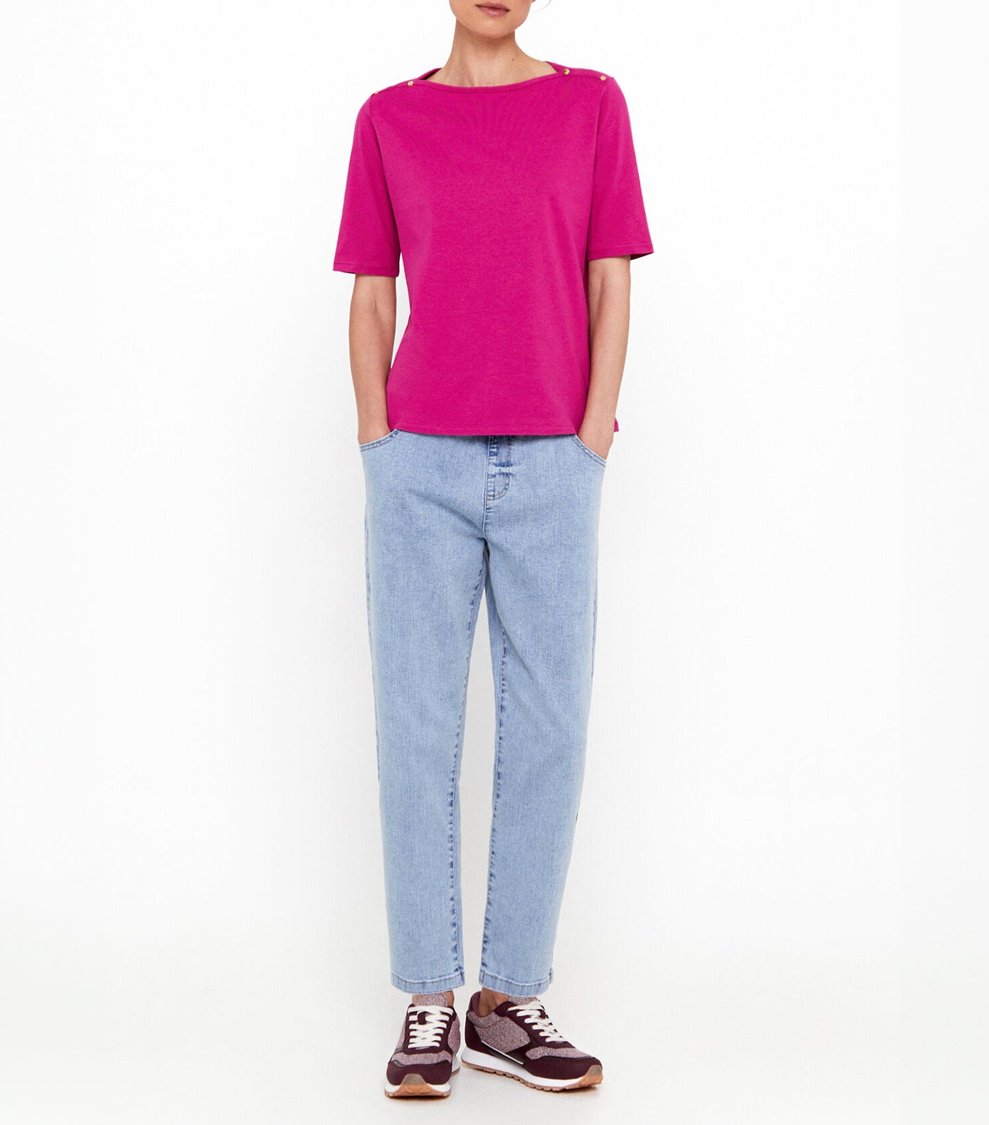 Essential Boat Neck T-Shirt Wine