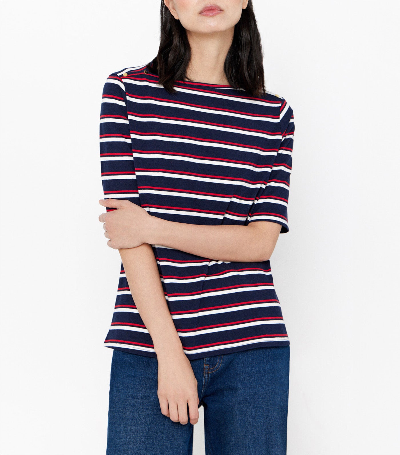 Basic Boat Neckline T-Shirt Multi