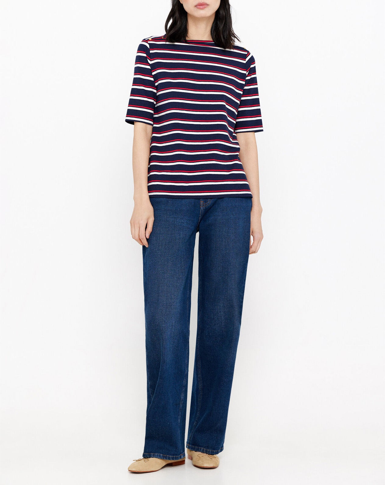 Basic Boat Neckline T-Shirt Multi