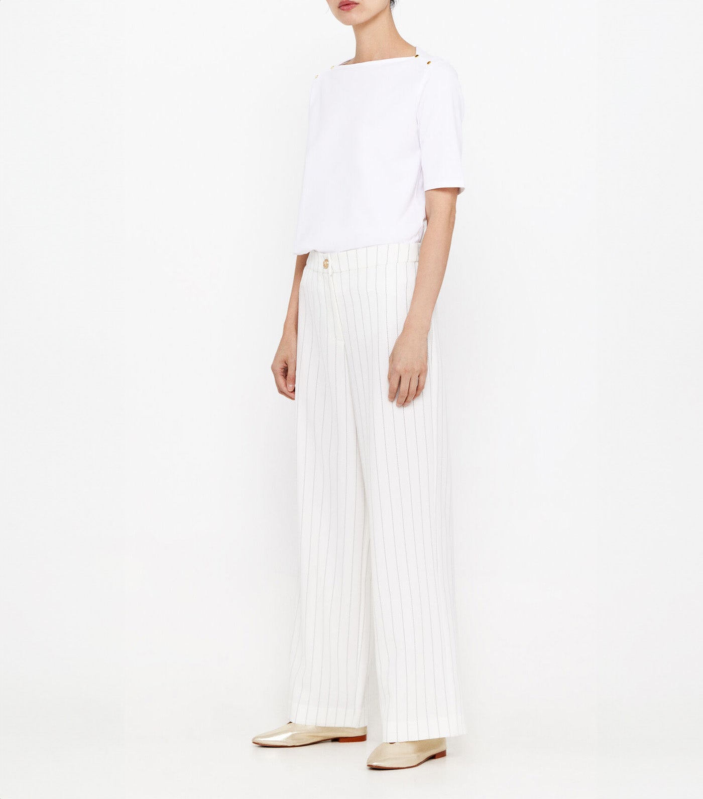 Basic Boat Neckline T-Shirt White