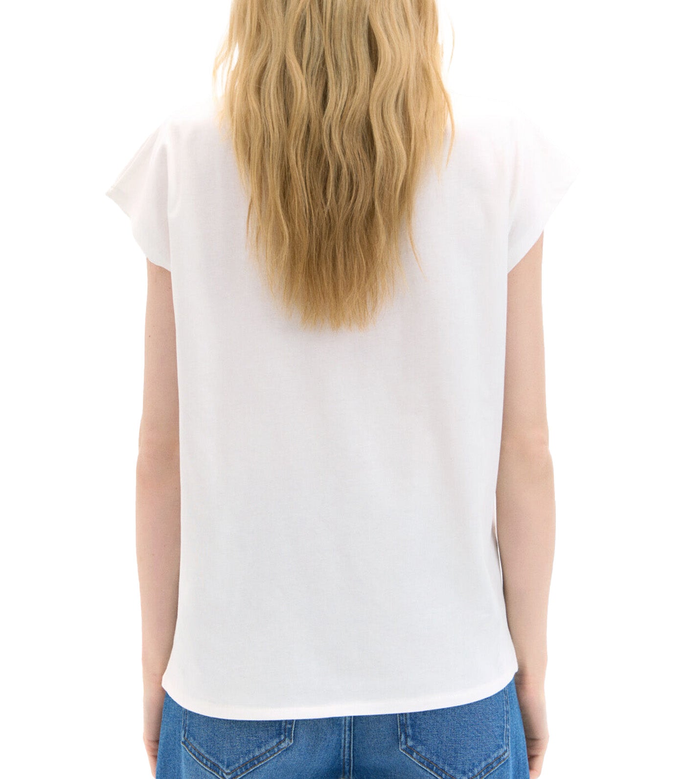 V-Neck T-Shirt with Lace Detail White