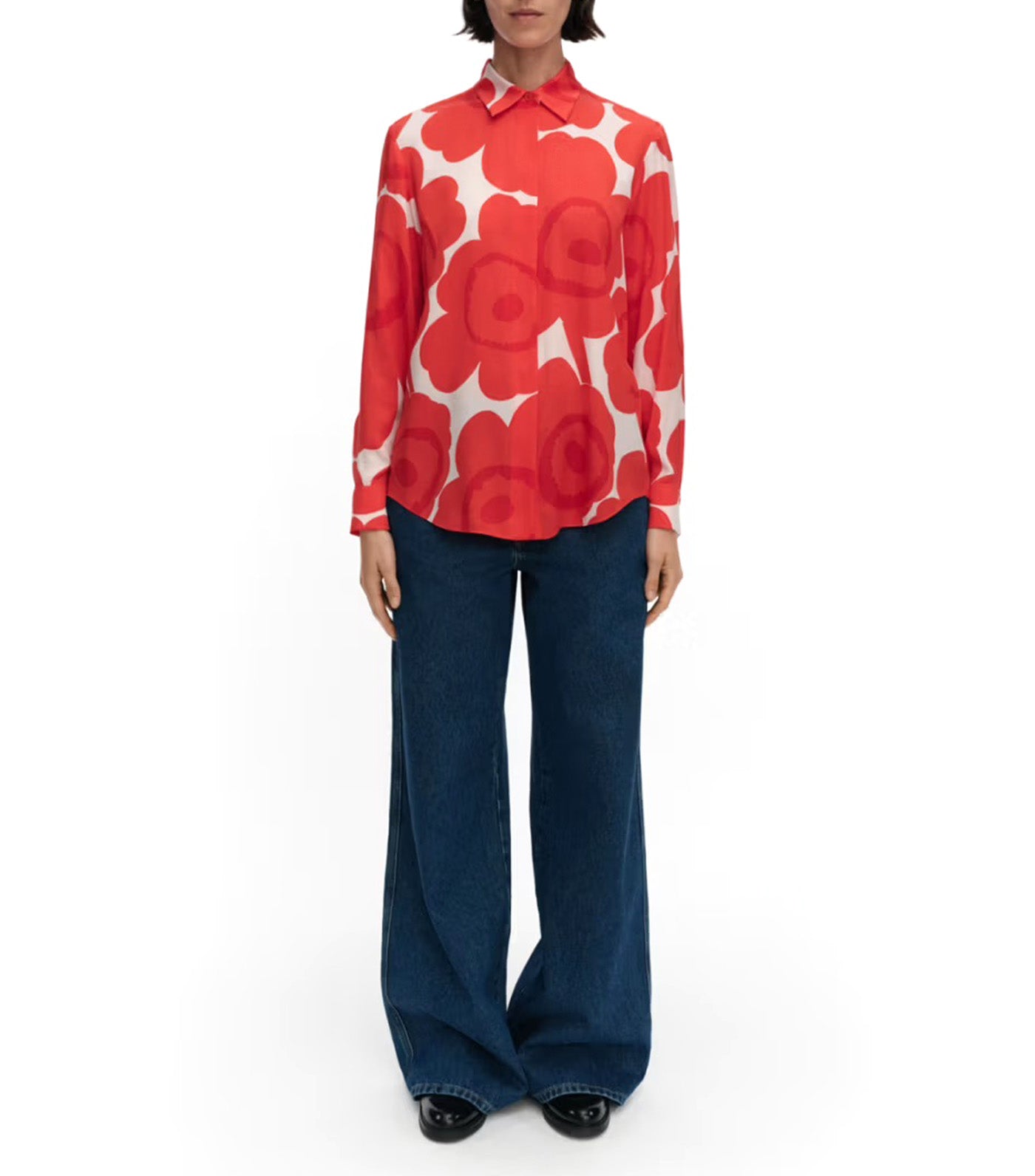 Maija Unikko Silk Shirt Red/Light Pink