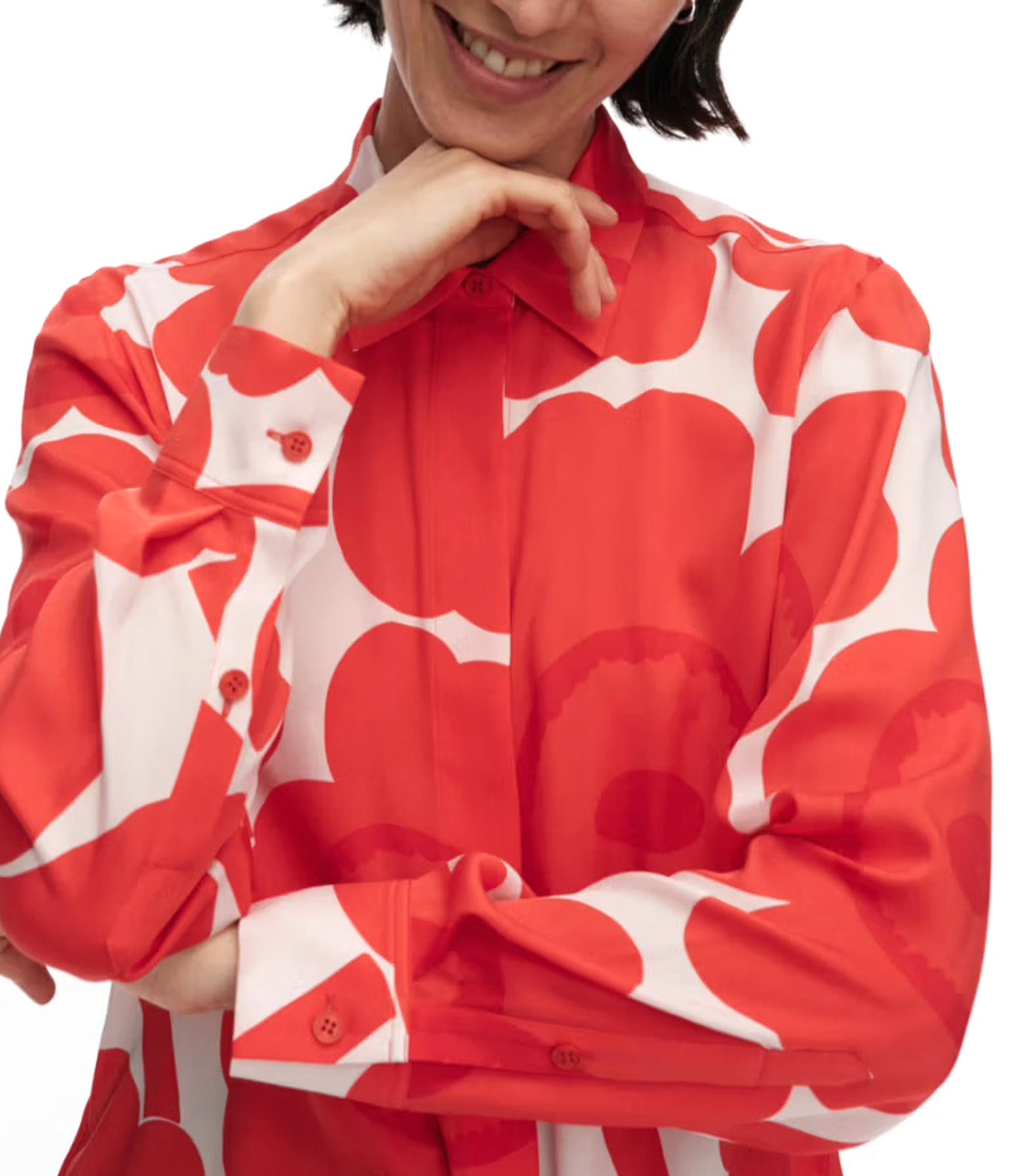Maija Unikko Silk Shirt Red/Light Pink