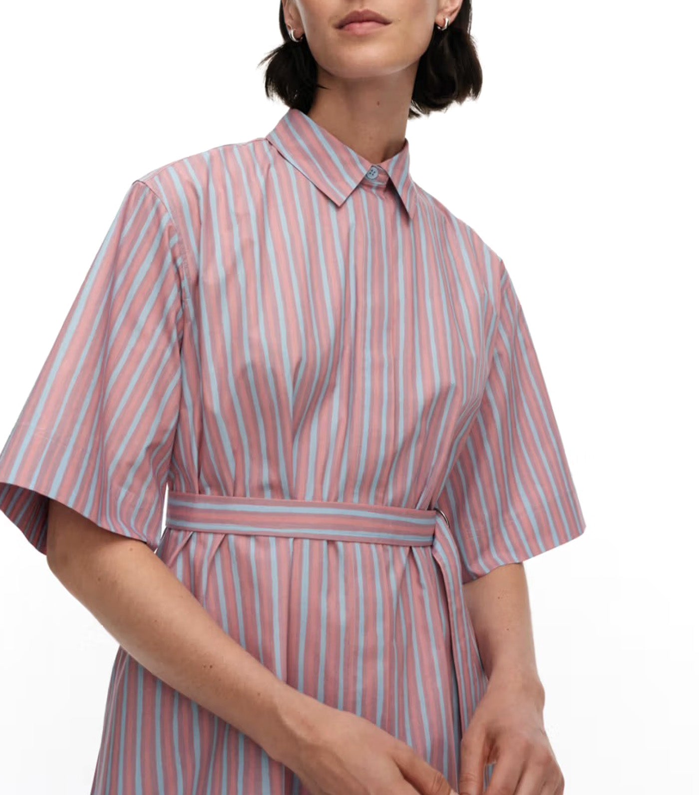 Paperi Piccolo Cotton Shirt Dress Light Pink/Light Blue