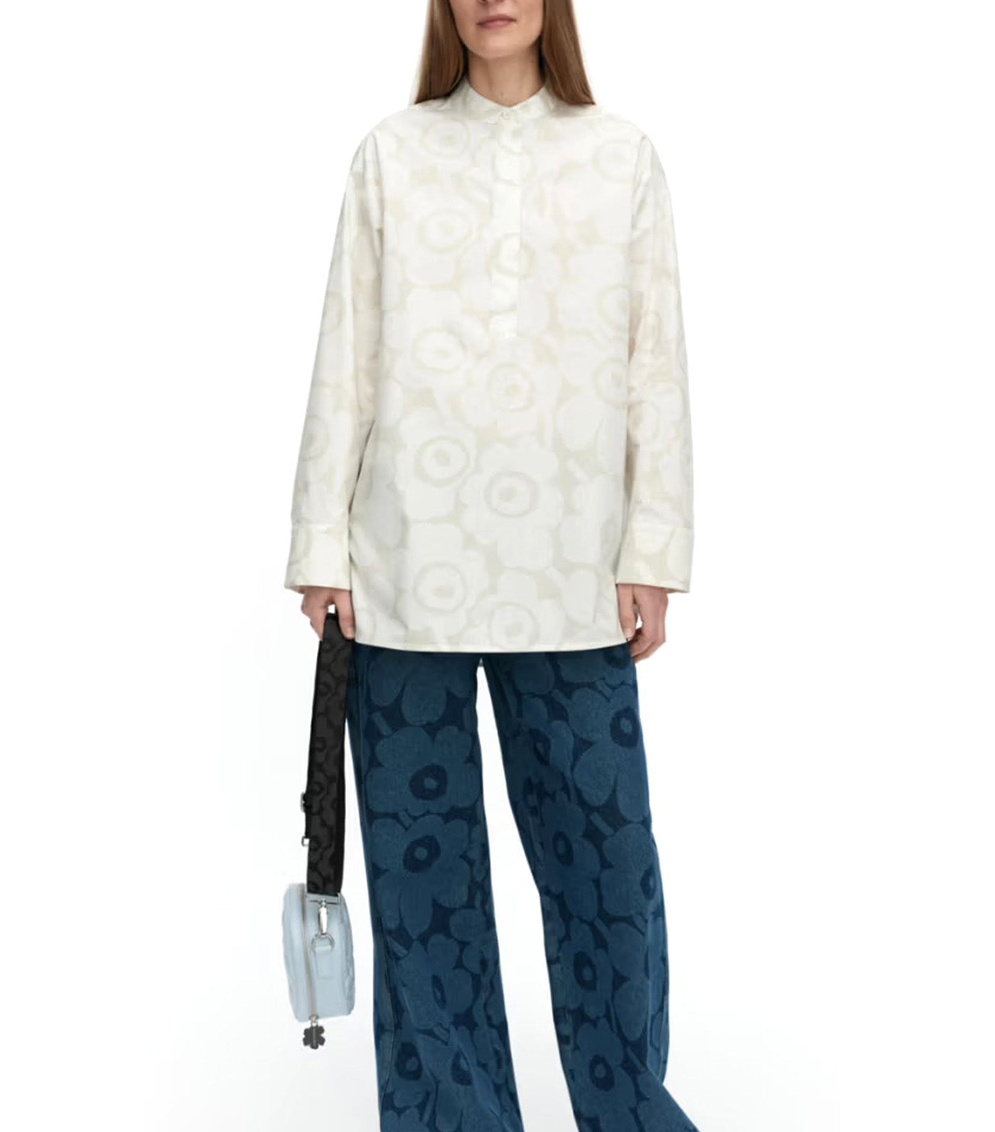 Kooste Unikko Cotton Shirt Off-White/Light Gray