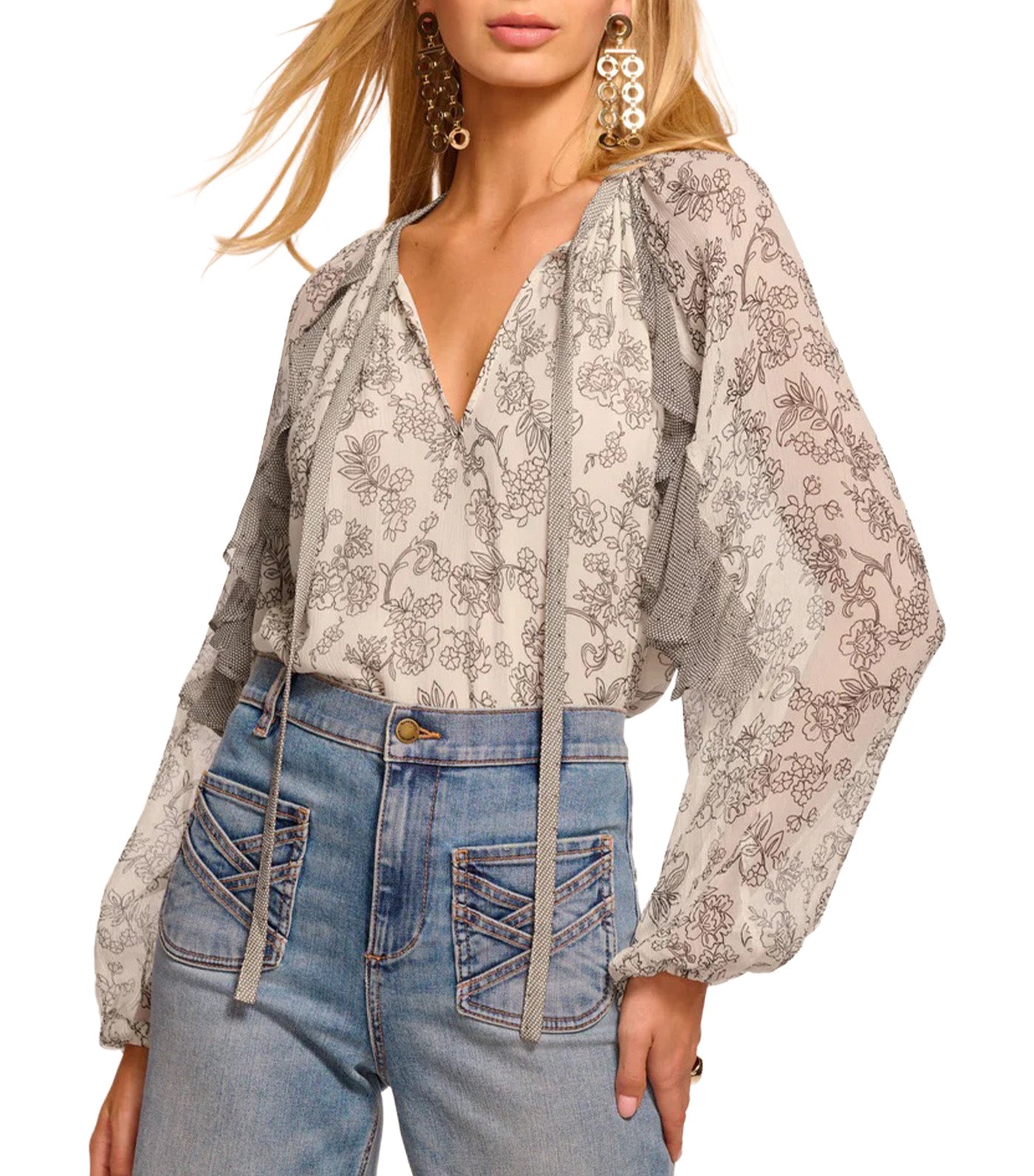 Emily Blouse Bone/Black Floral