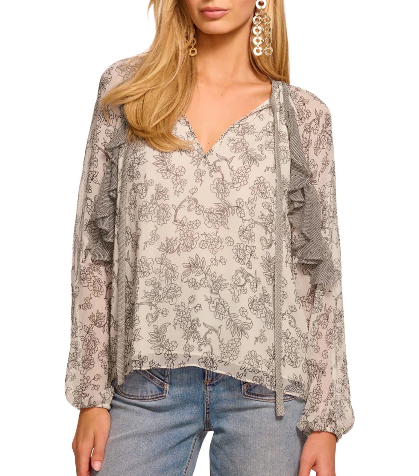 Emily Blouse Bone/Black Floral