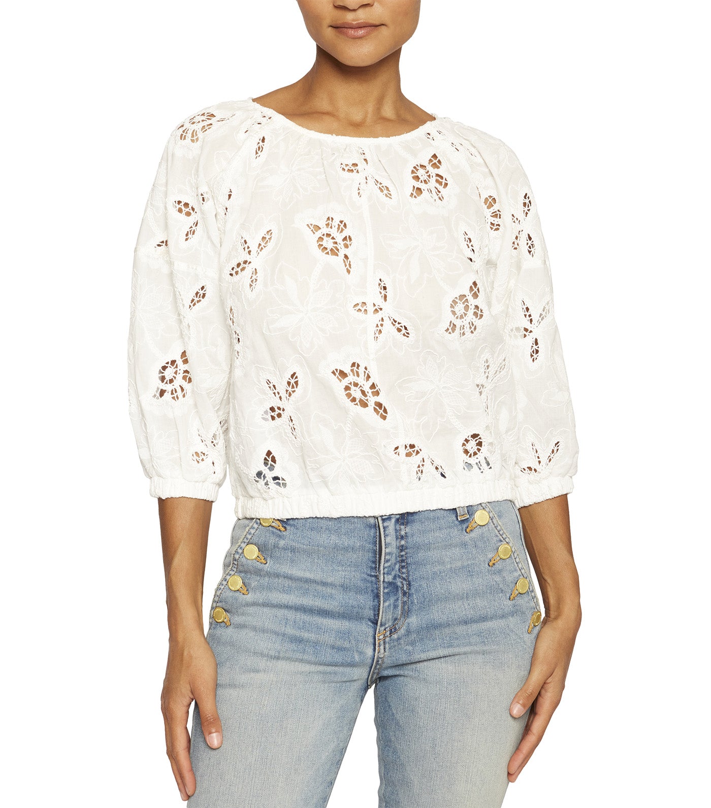 Rosalia Blouse White Flower