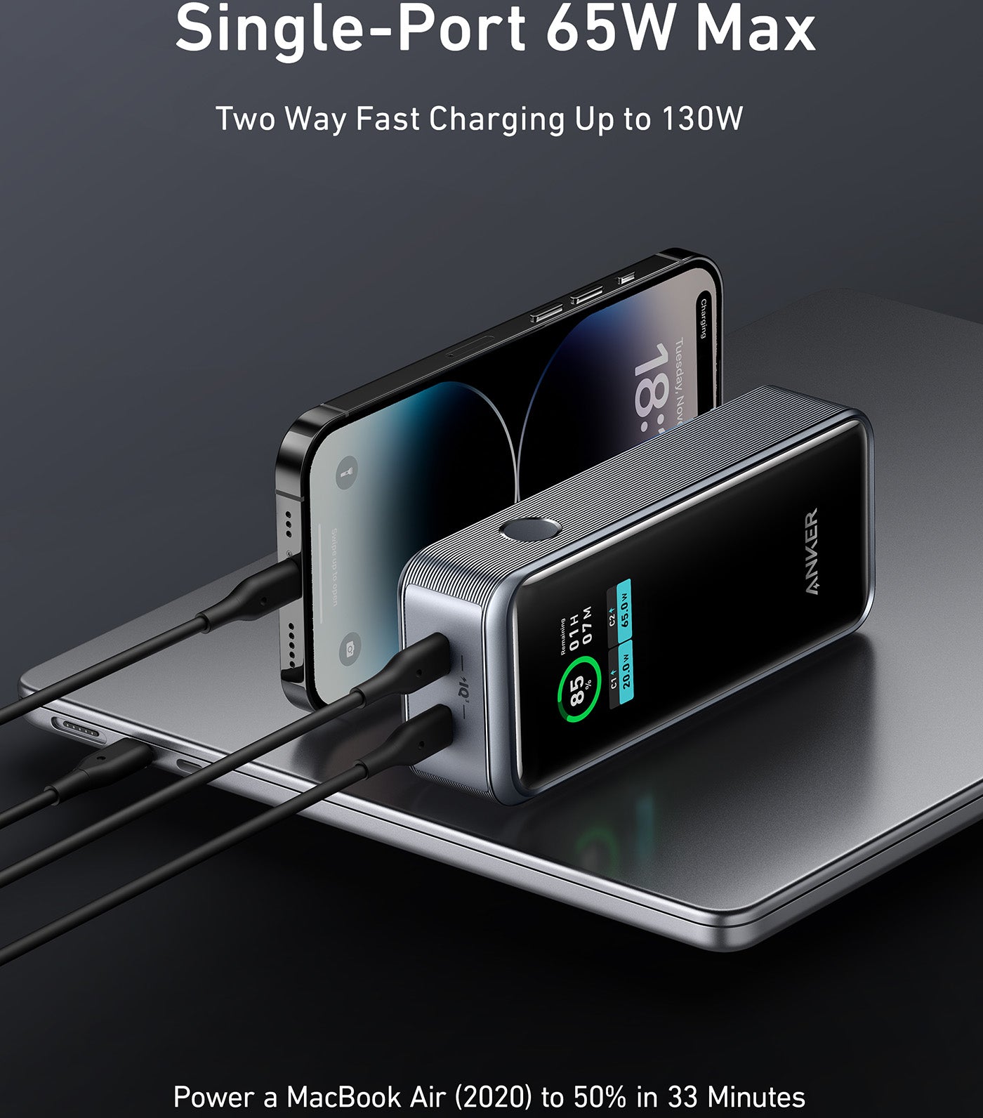 Prime 12,000MAH Power Bank 130W - Black Iteration 1