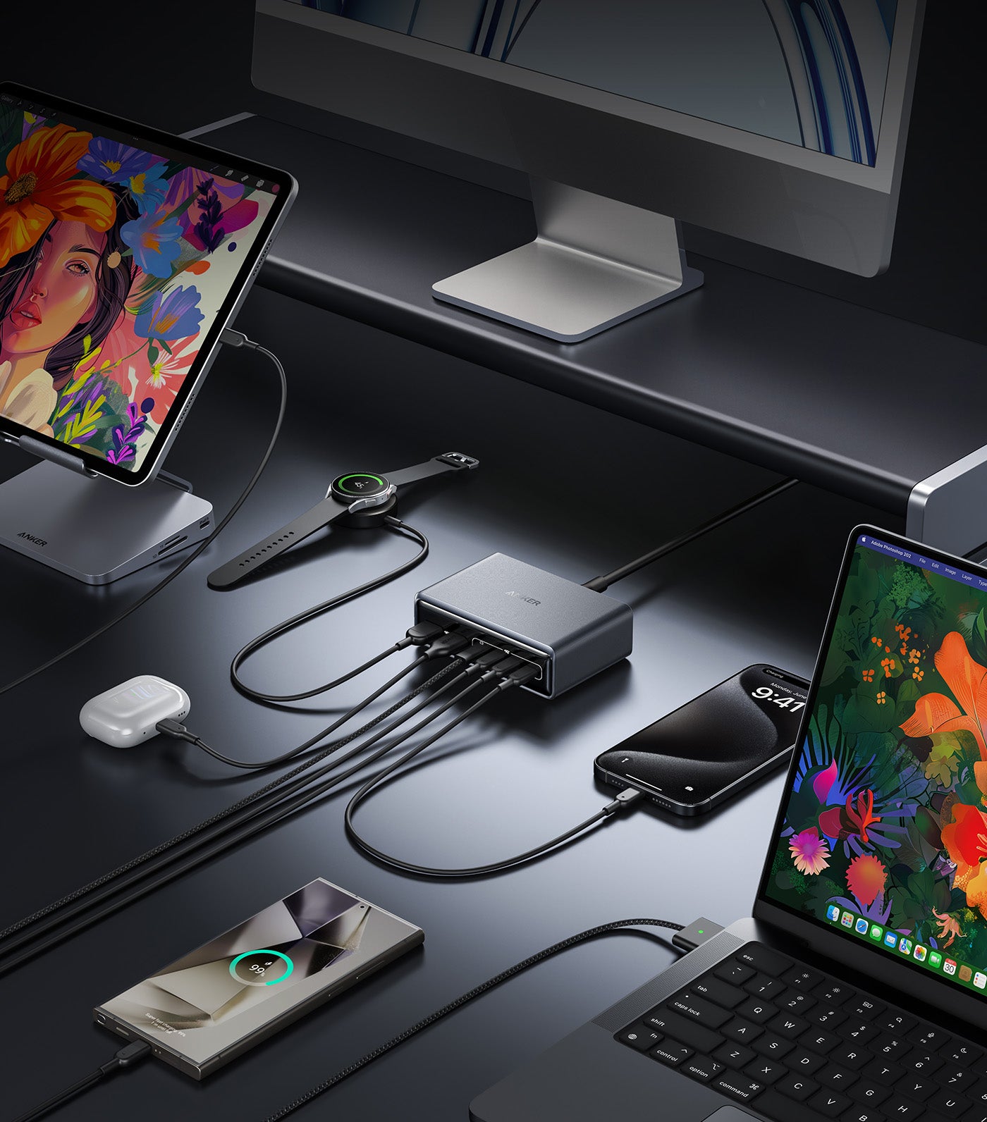 Prime Charger 200 W, 6 Ports, GaN Silver