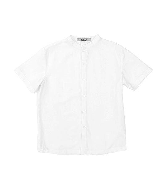 Alex Collarless Button Up Shirt White