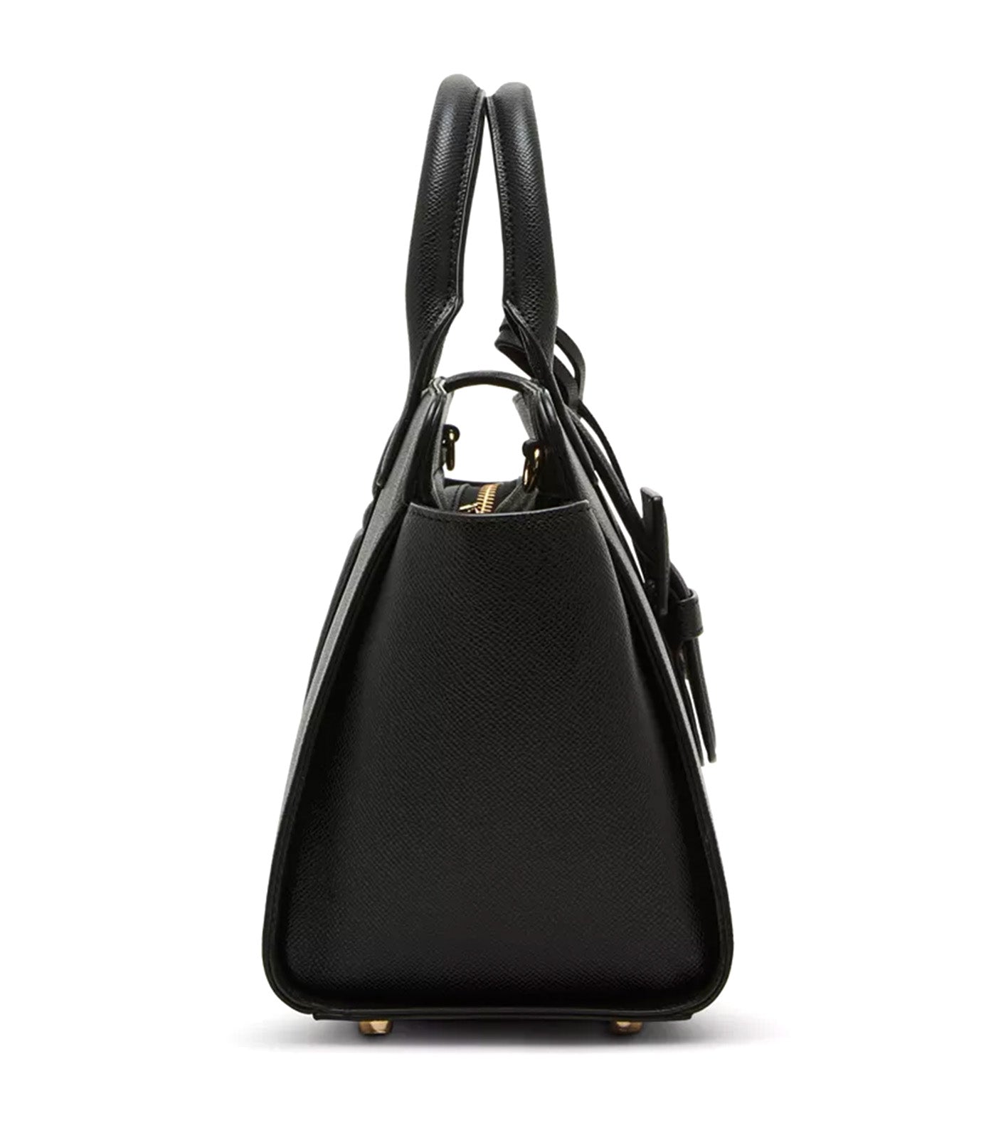 Covered Buckle with Convertible Strap Medium Satchel Bag Black
