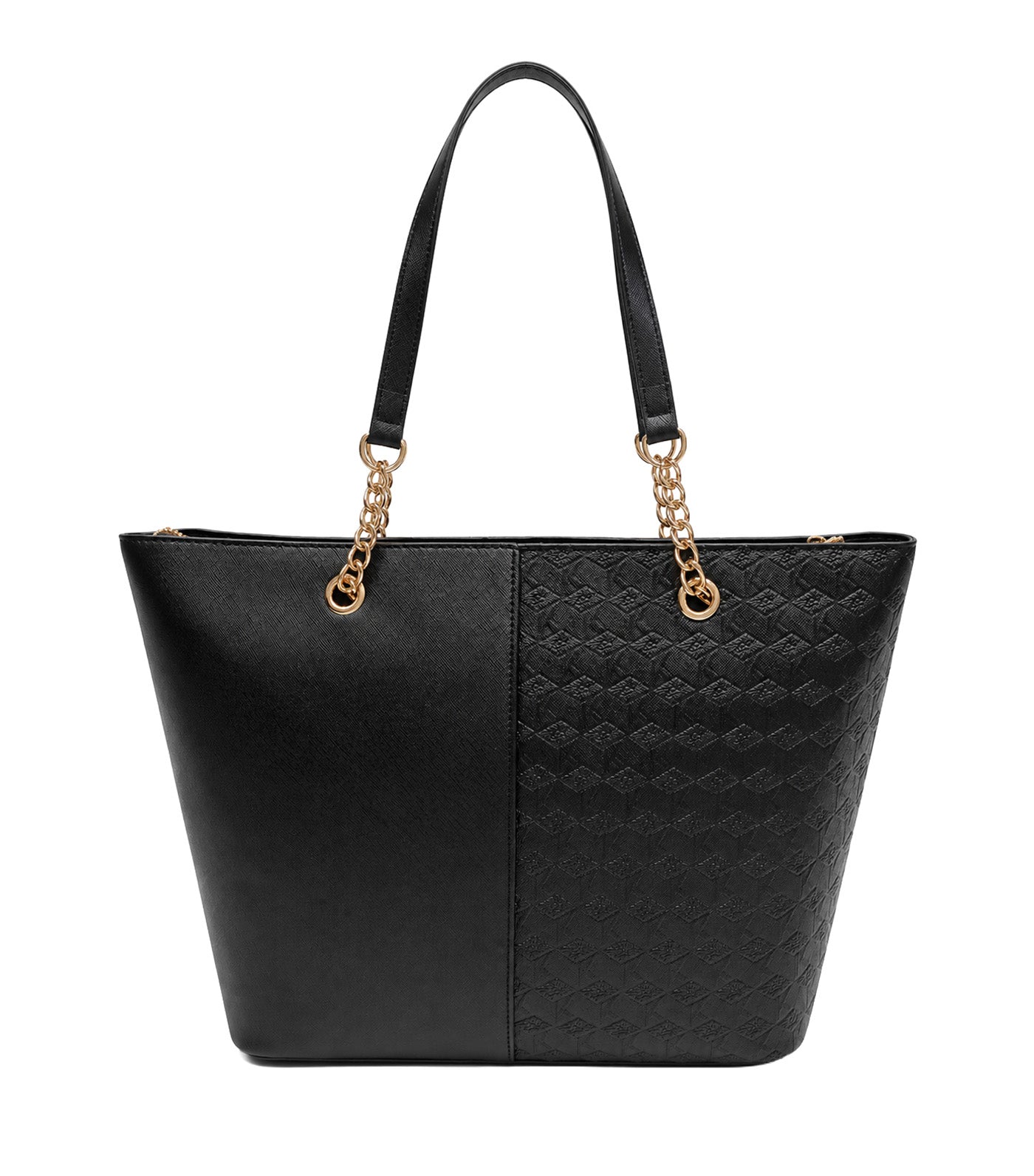 Embossed Chain Tote Black
