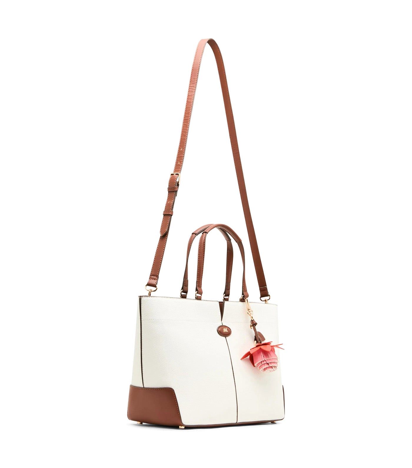 Large East West Tote Bag with Floral Bag Charm