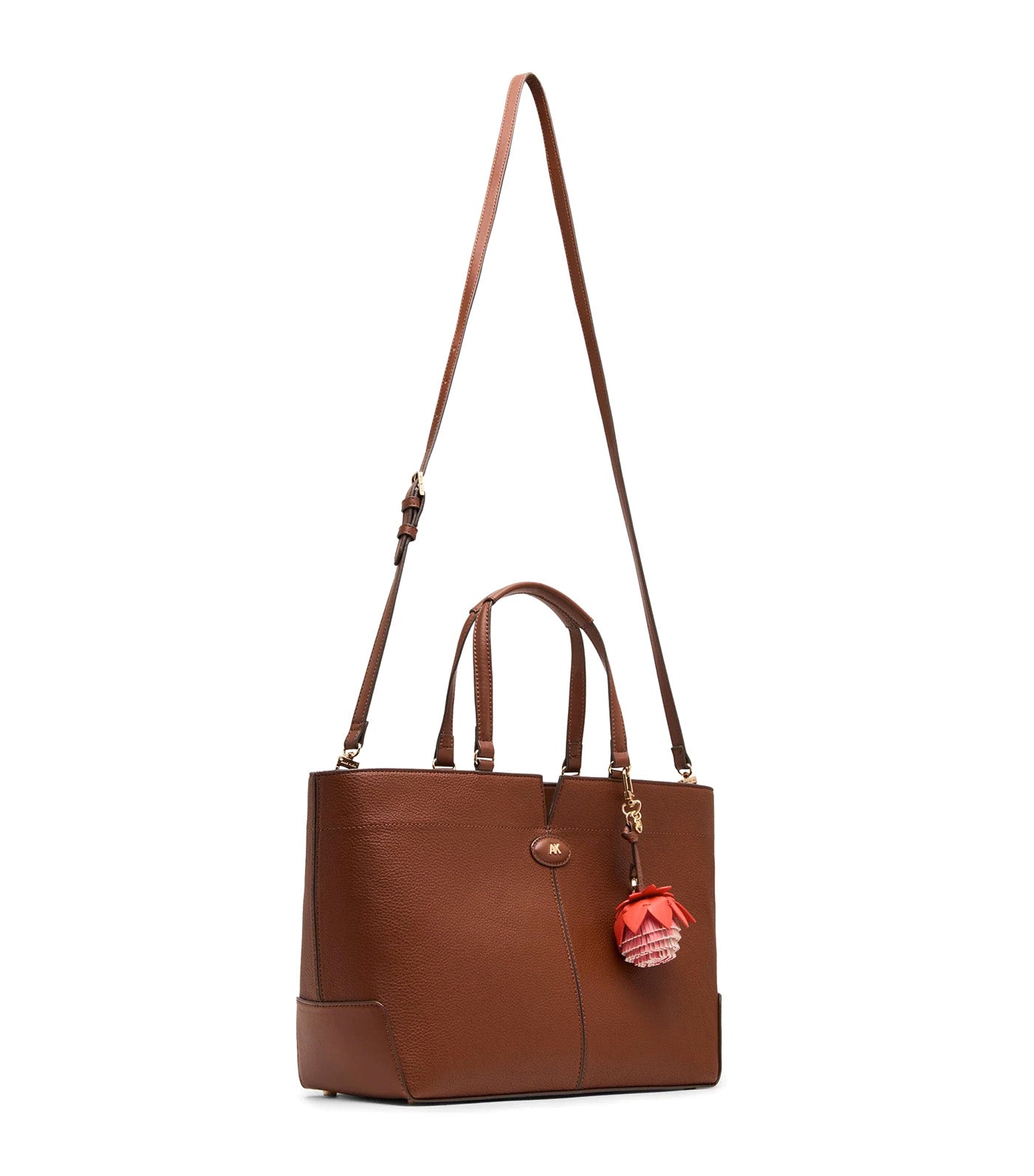 Large East West Tote Bag with Floral Bag Charm