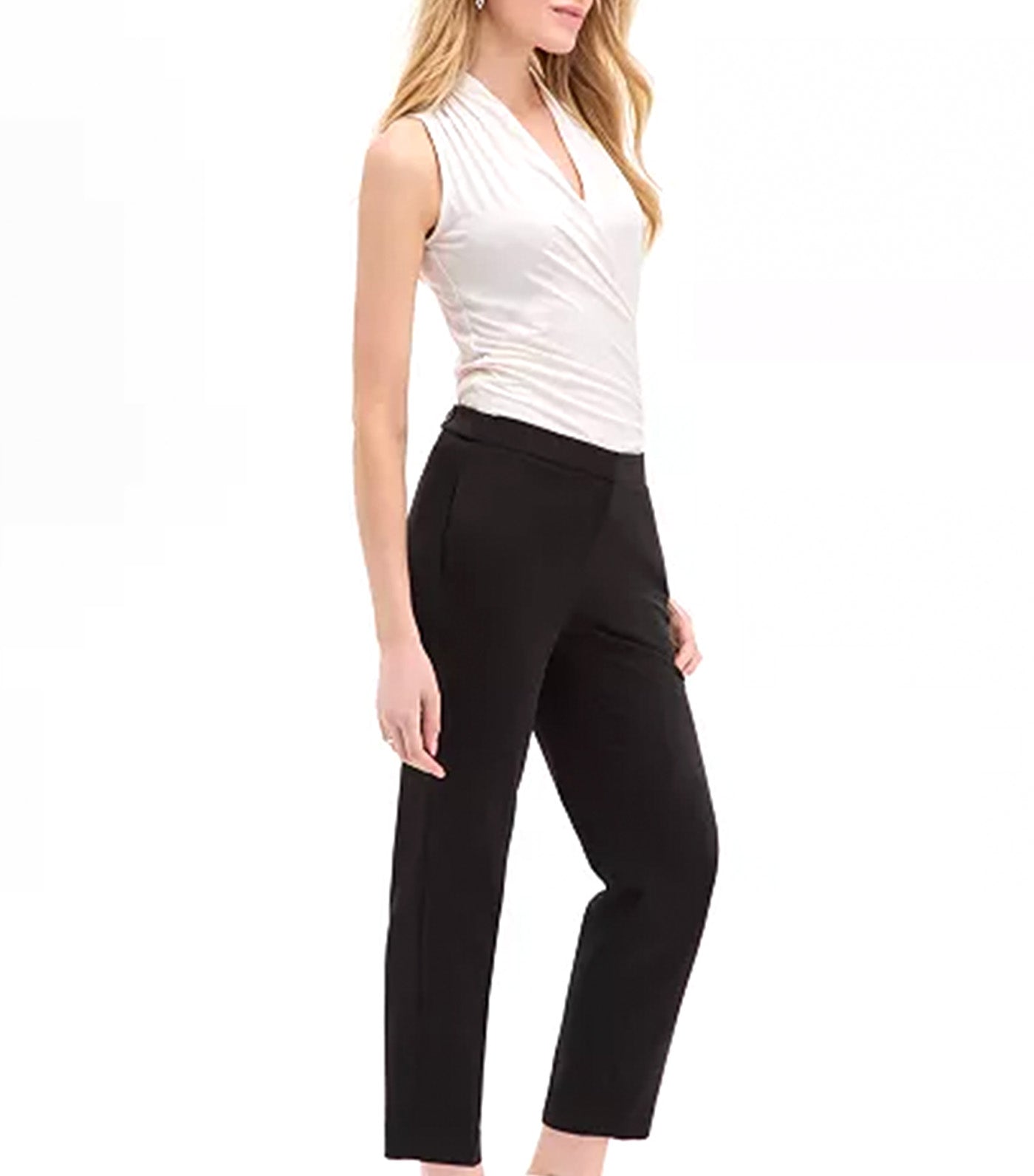 Women's Fly-Front Side-Tab Straight Pants Black