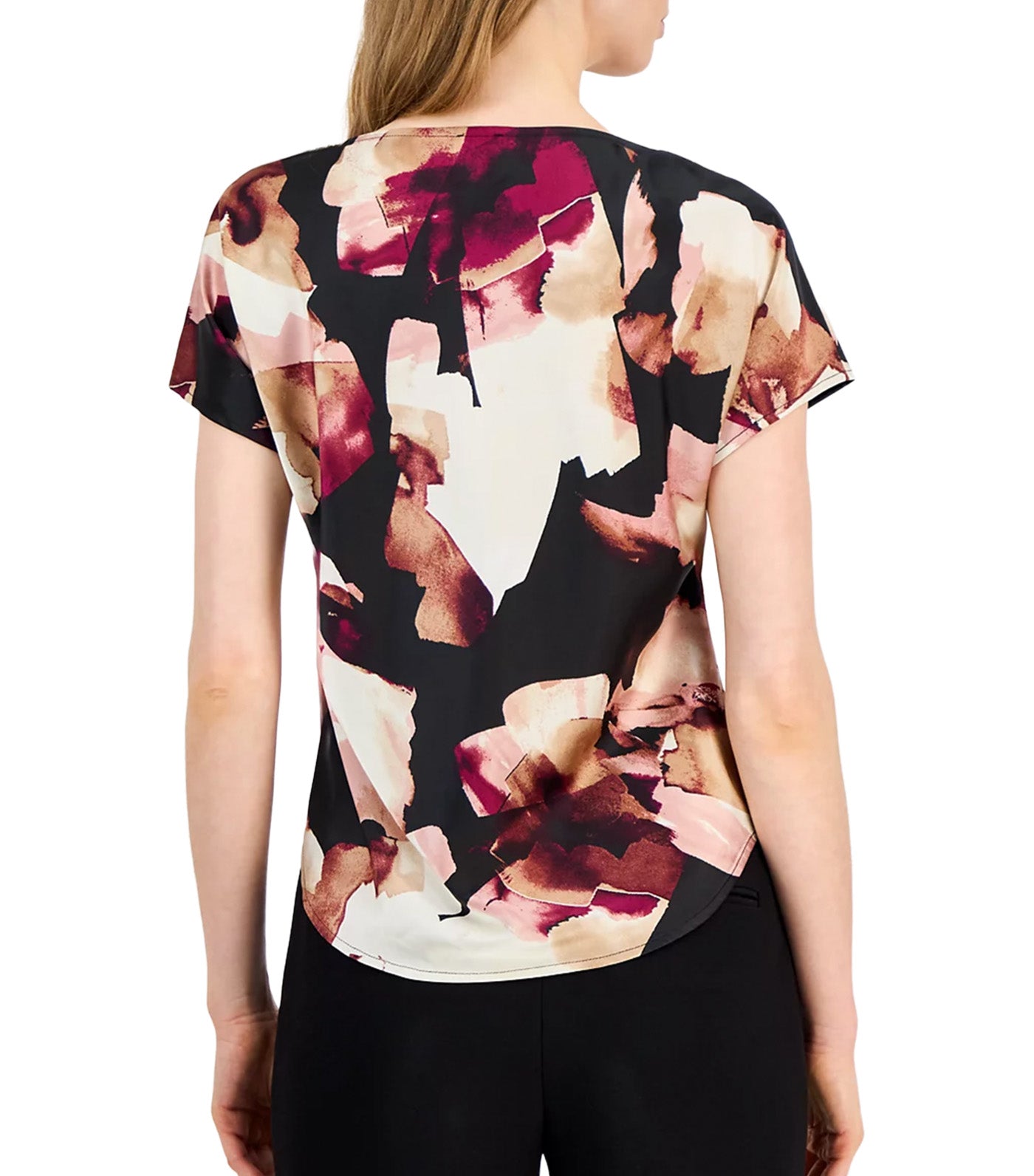 Cowl Neck Short Sleeve Blouse Multi