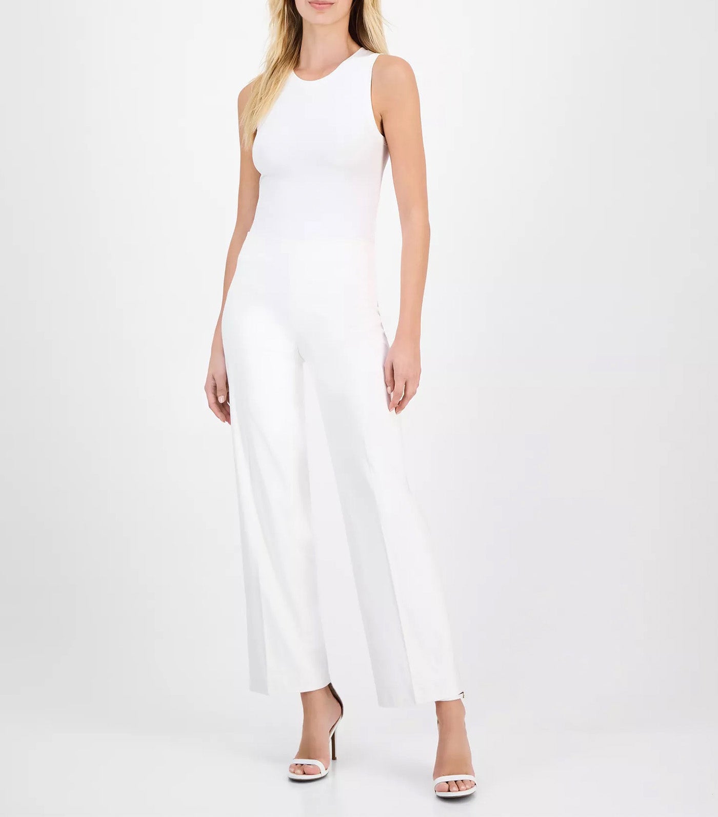 Anne Klein Women's High-Rise Pull-On Wide-Leg Pant White