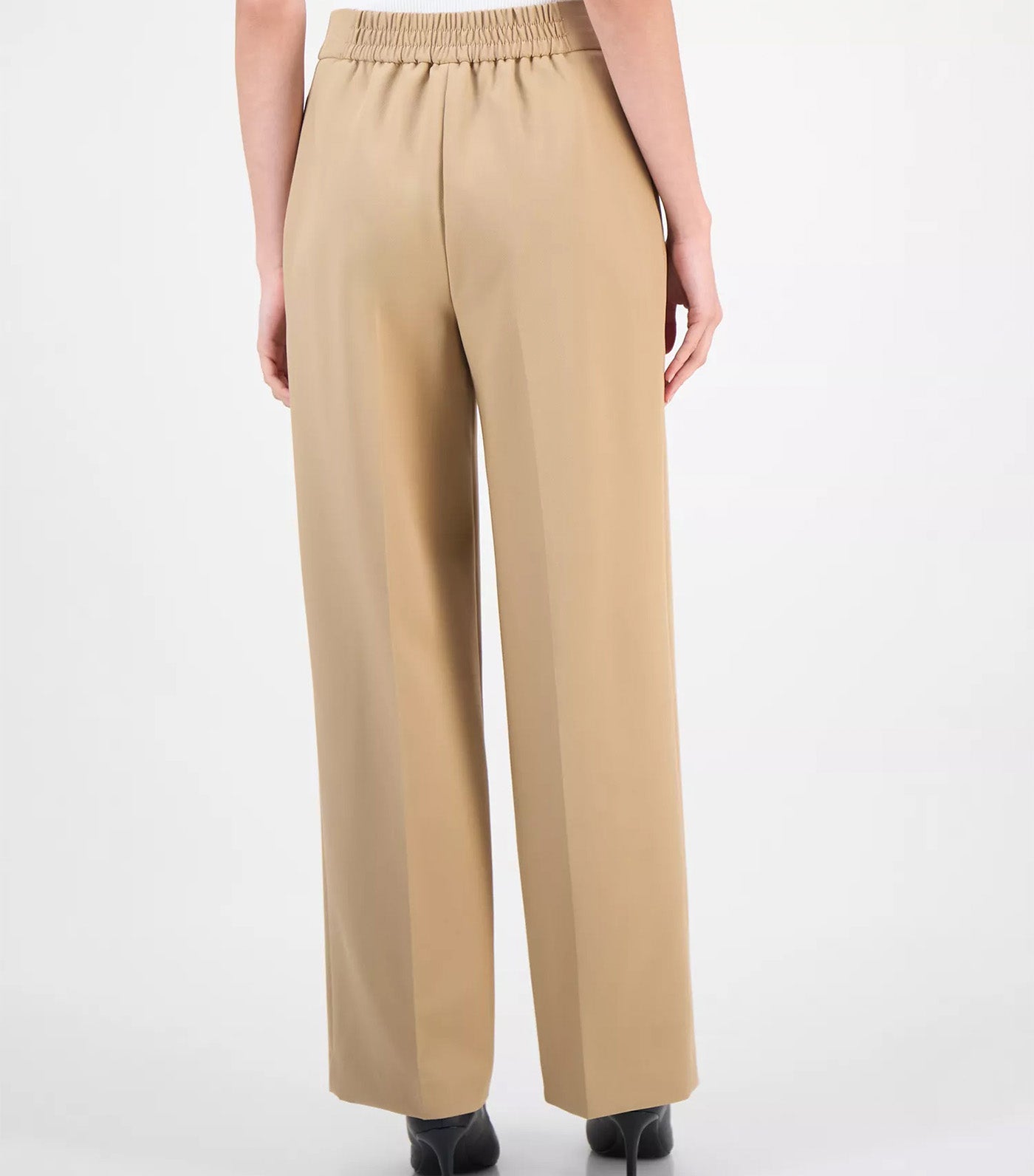 Anne Klein Women's High-Rise Pleated Wide-Leg Ultra-Fine-Twill Pants Light Brown