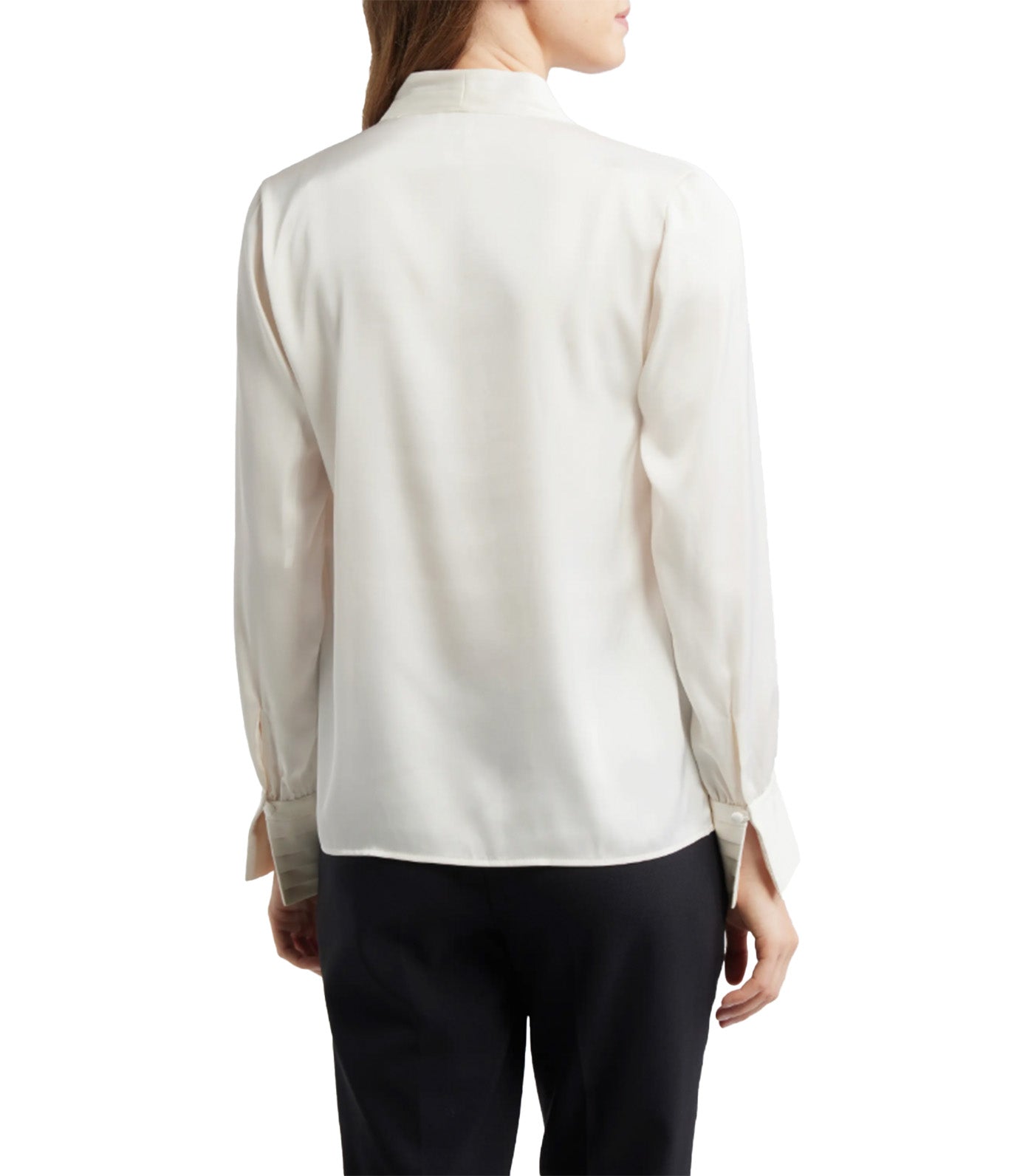 Anne Klein Pleat Front V-Neck Button-Up Shirt White