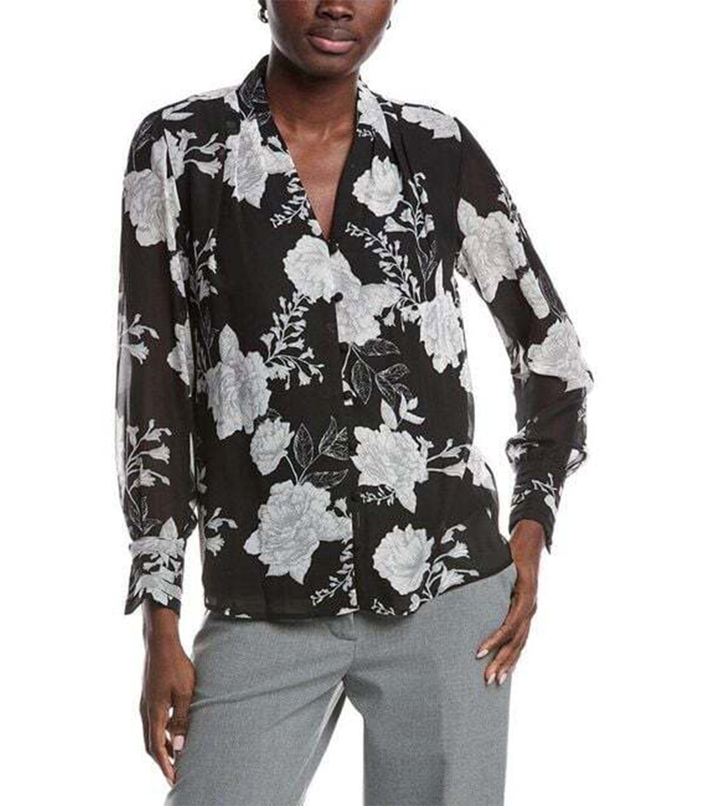 Anne Klein Women's Printed Blouse Black Multi