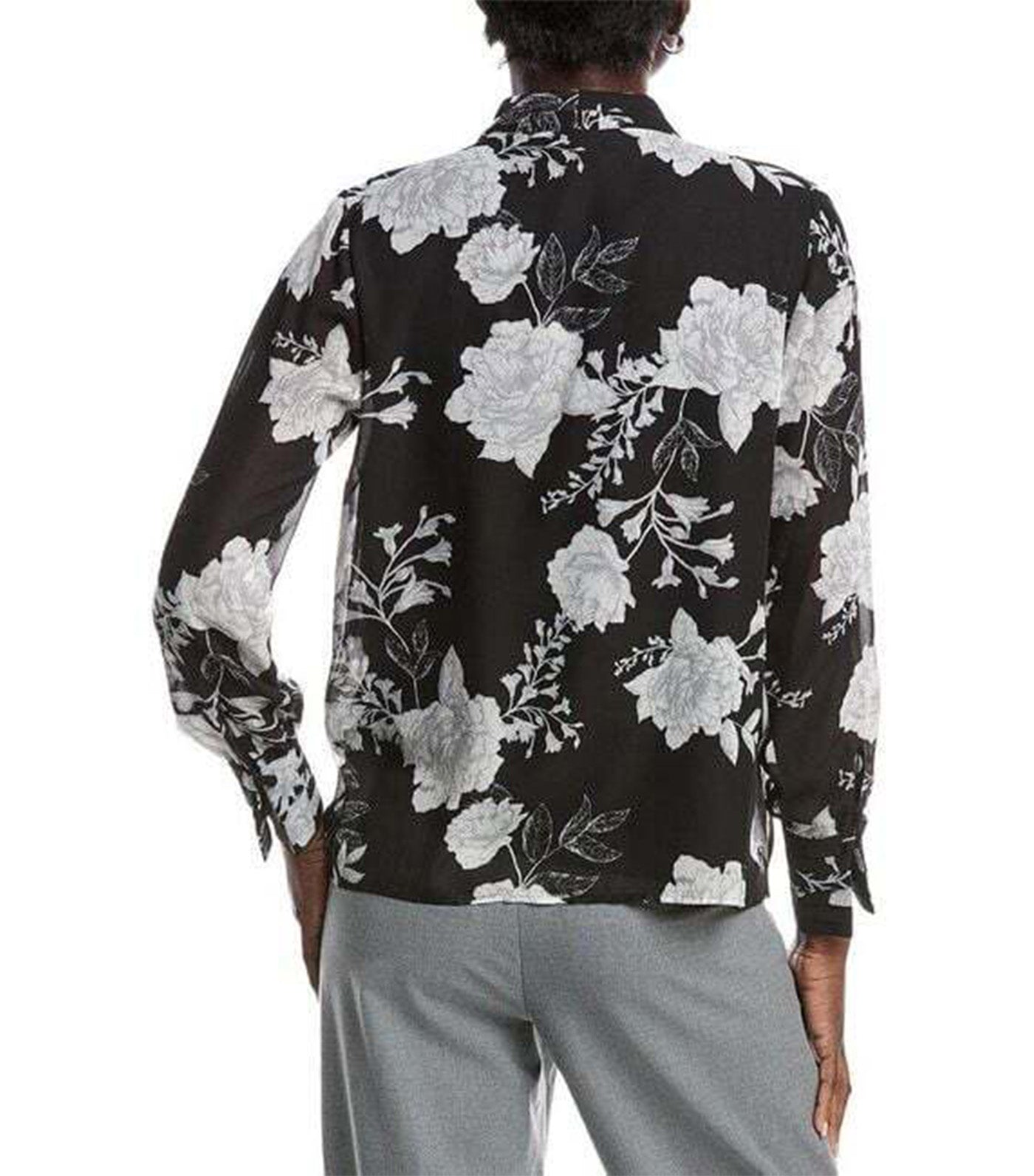 Anne Klein Women's Printed Blouse Black Multi